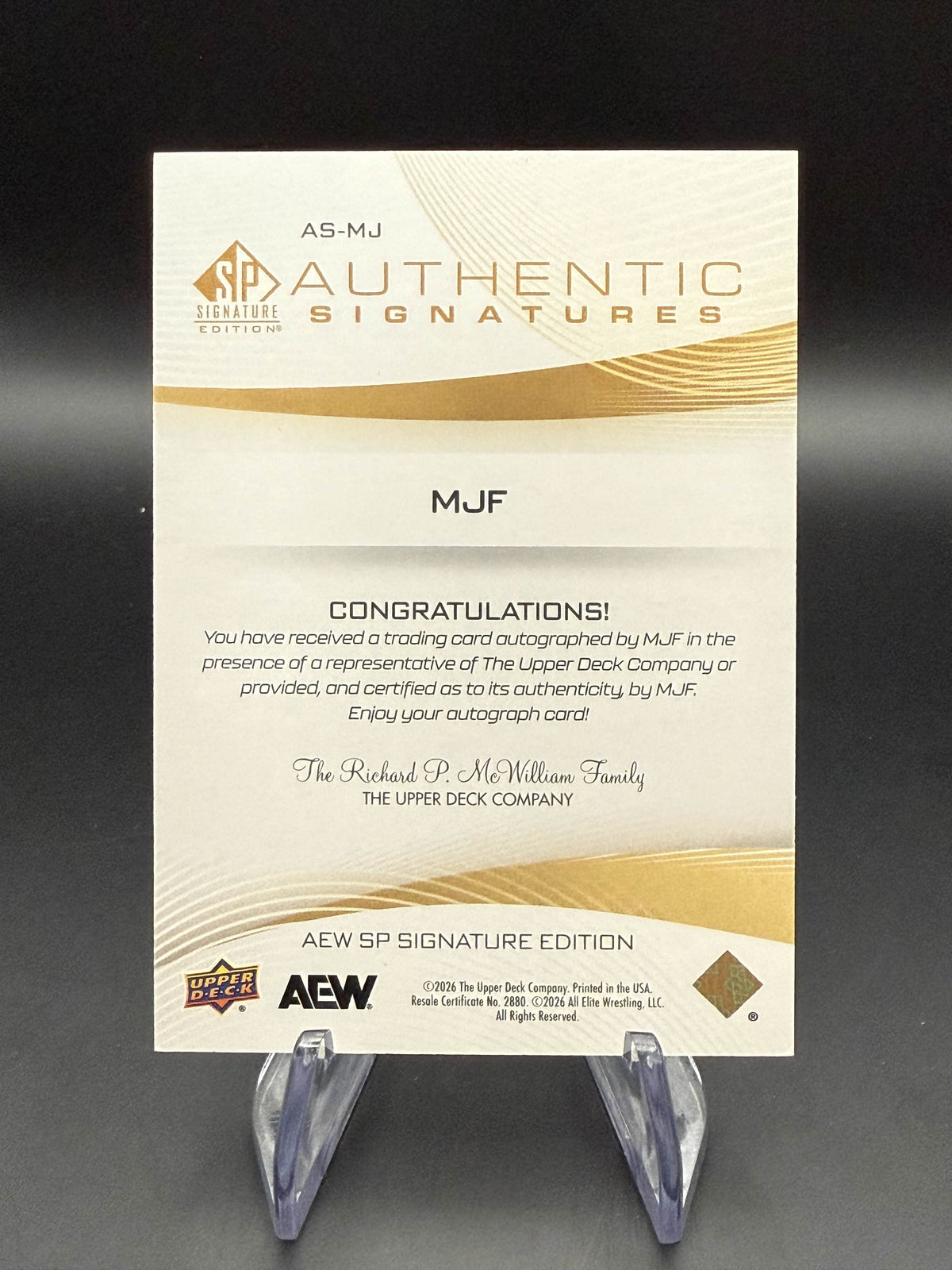 MJF 2025 AEW Upper Deck SP Signature Edition Autograph