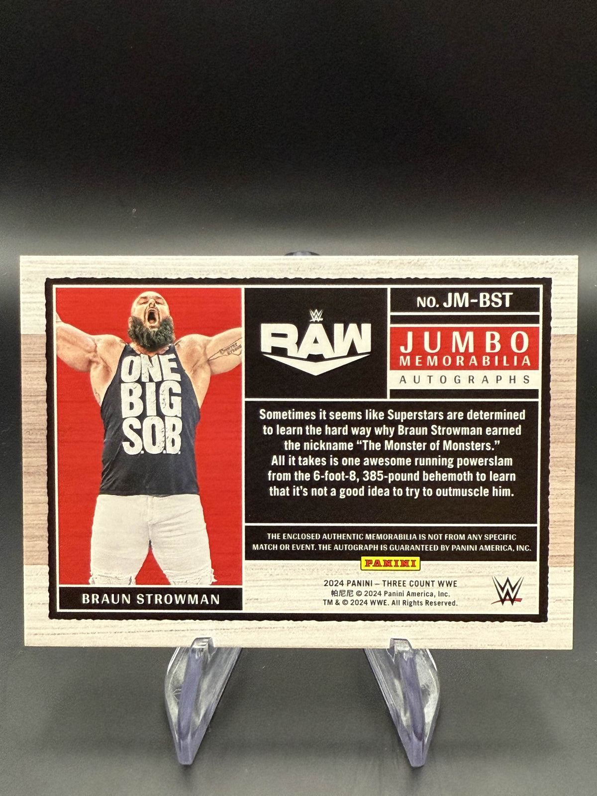 Braun Strowman 2024 WWE Panini Three Count Jumbo Memorabilia Autographs /99