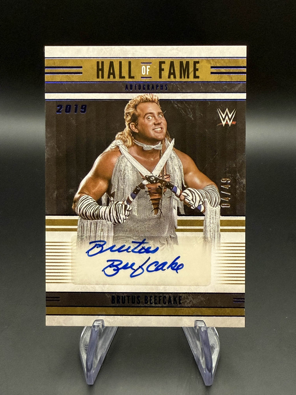 Brutus Beefcake 2023 WWE Panini Chronicles Hall of Fame Blue Autograph /49