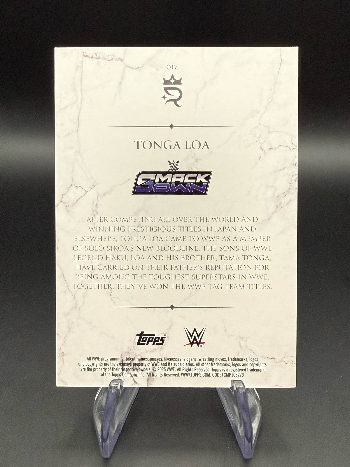 Tonga Loa 2025 WWE Topps Royalty Blue /25