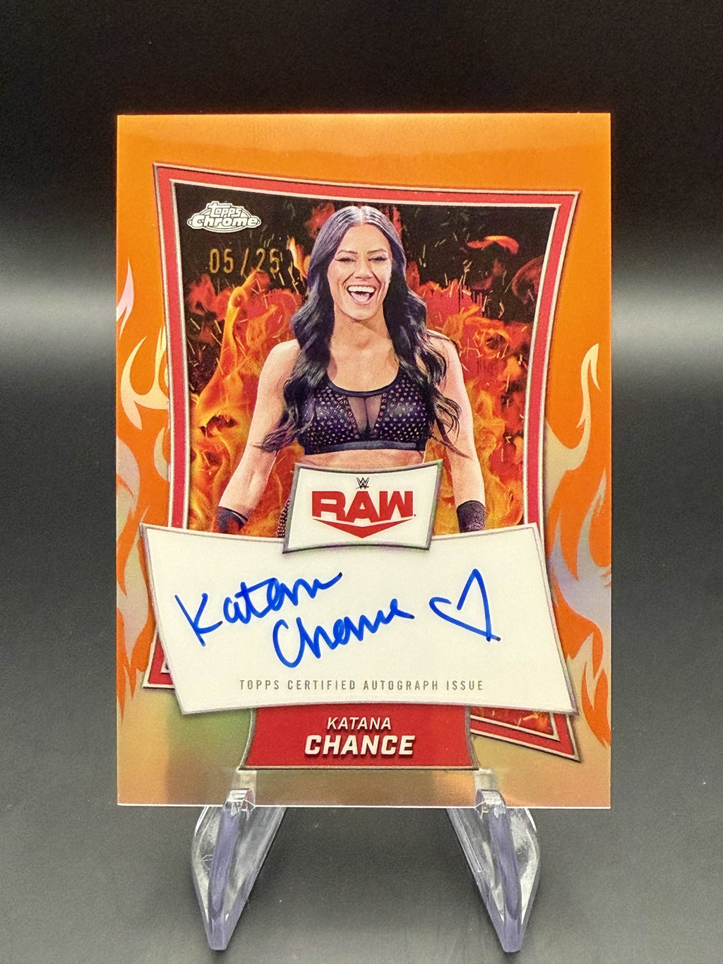 Katana Chance 2025 WWE Topps Chrome Orange Red Brand Autograph /25