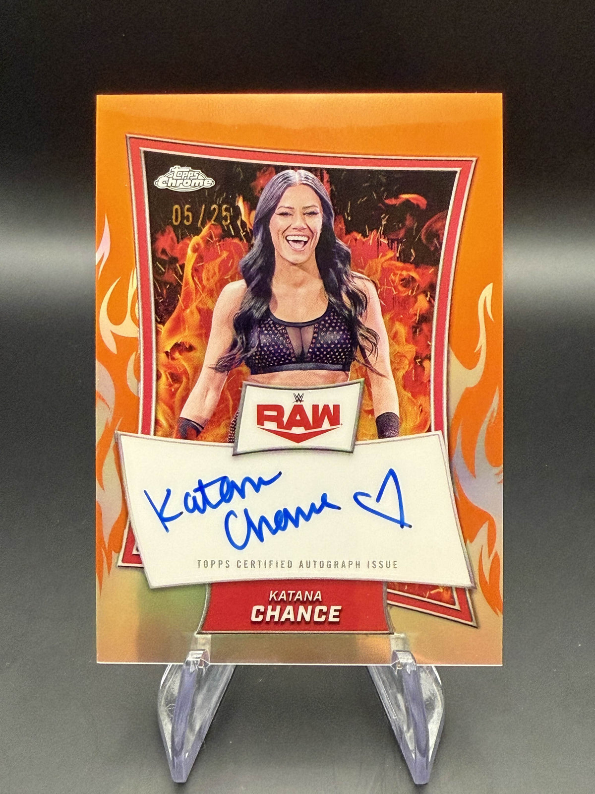 Katana Chance 2025 WWE Topps Chrome Orange Red Brand Autograph /25