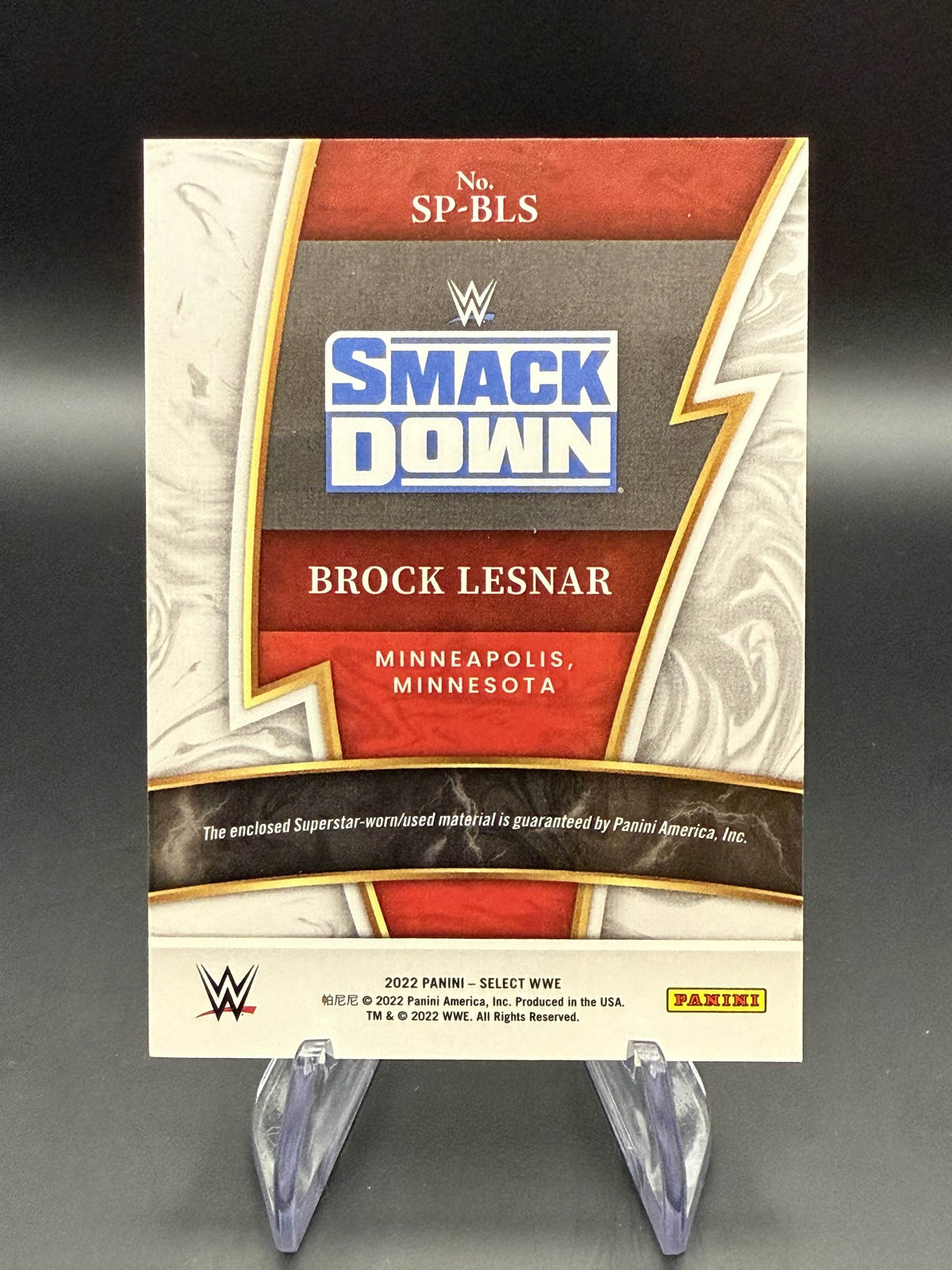 Brock Lesnar 2022 WWE Panini Select Sparks Patch