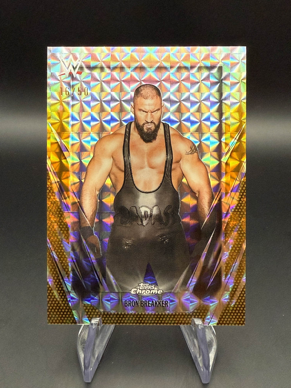 Bron Breakker 2026 WWE Topps Chrome Gold Geometric Refractor /50