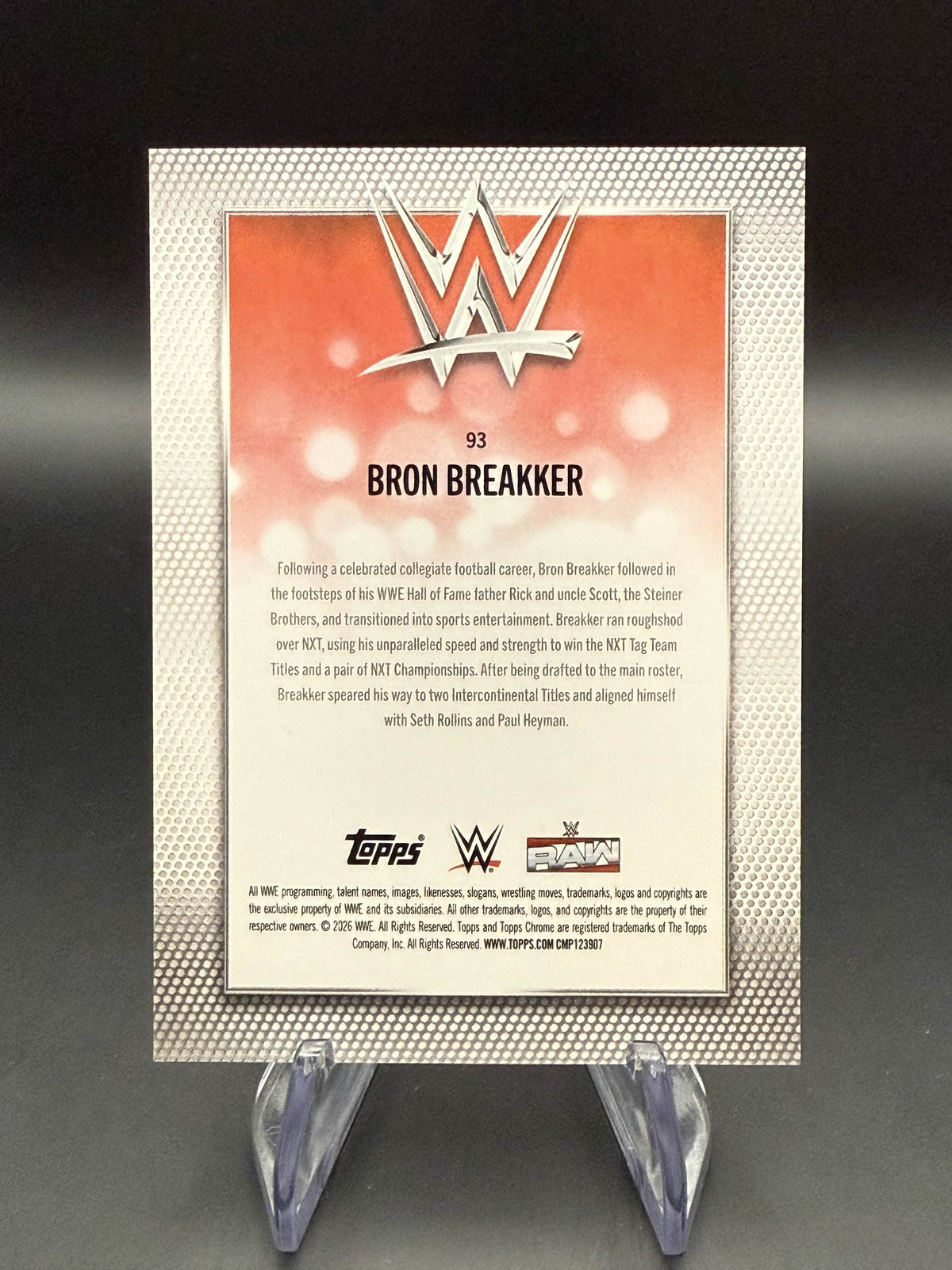 Bron Breakker 2026 WWE Topps Chrome Gold Geometric Refractor /50
