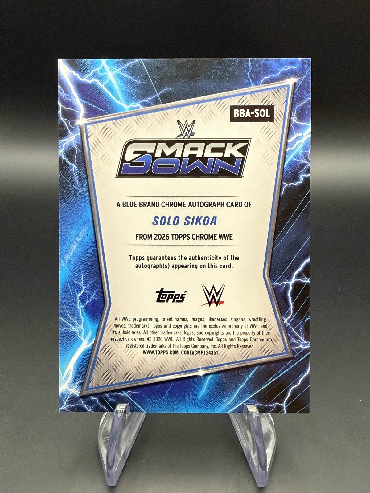 Solo Sikoa 2026 WWE Topps Chrome Blue Brand Autograph