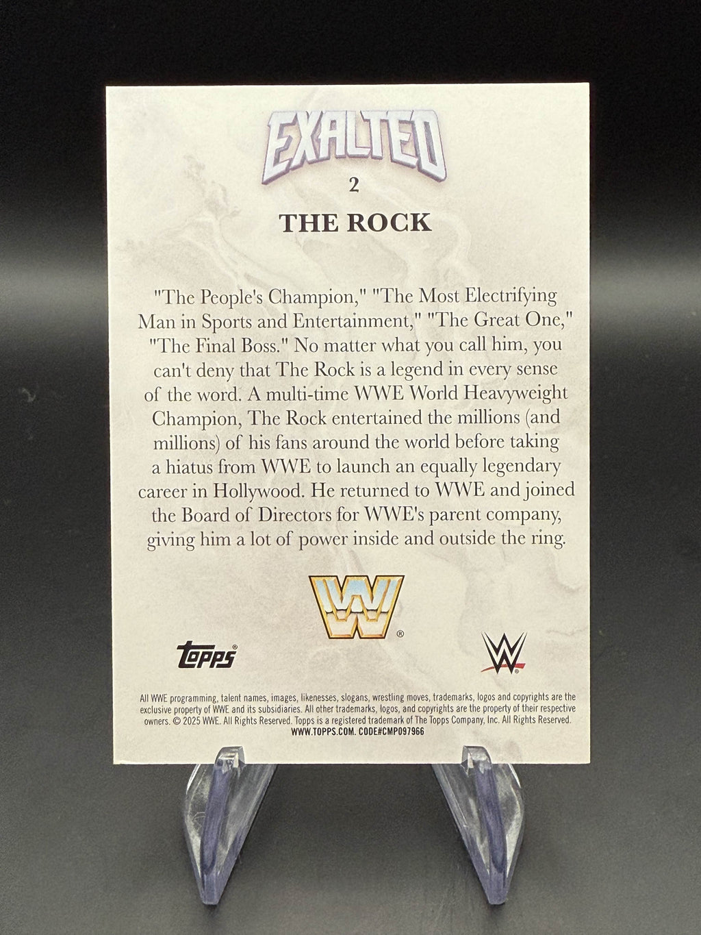 The Rock 2025 WWE Topps Exalted Aqua /99