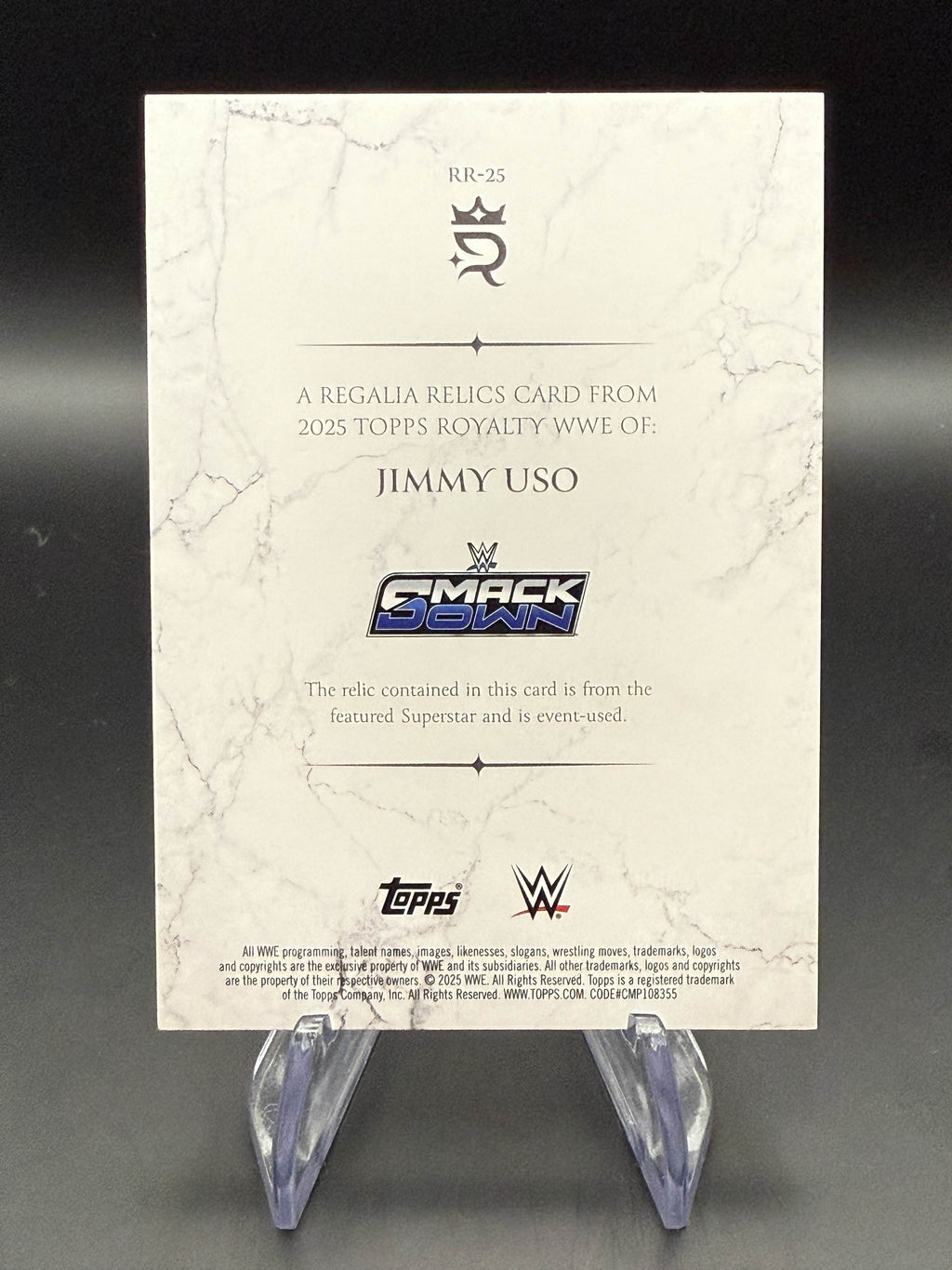 Jimmy Uso 2025 WWE Topps Royalty Regalia Relic Blue /25