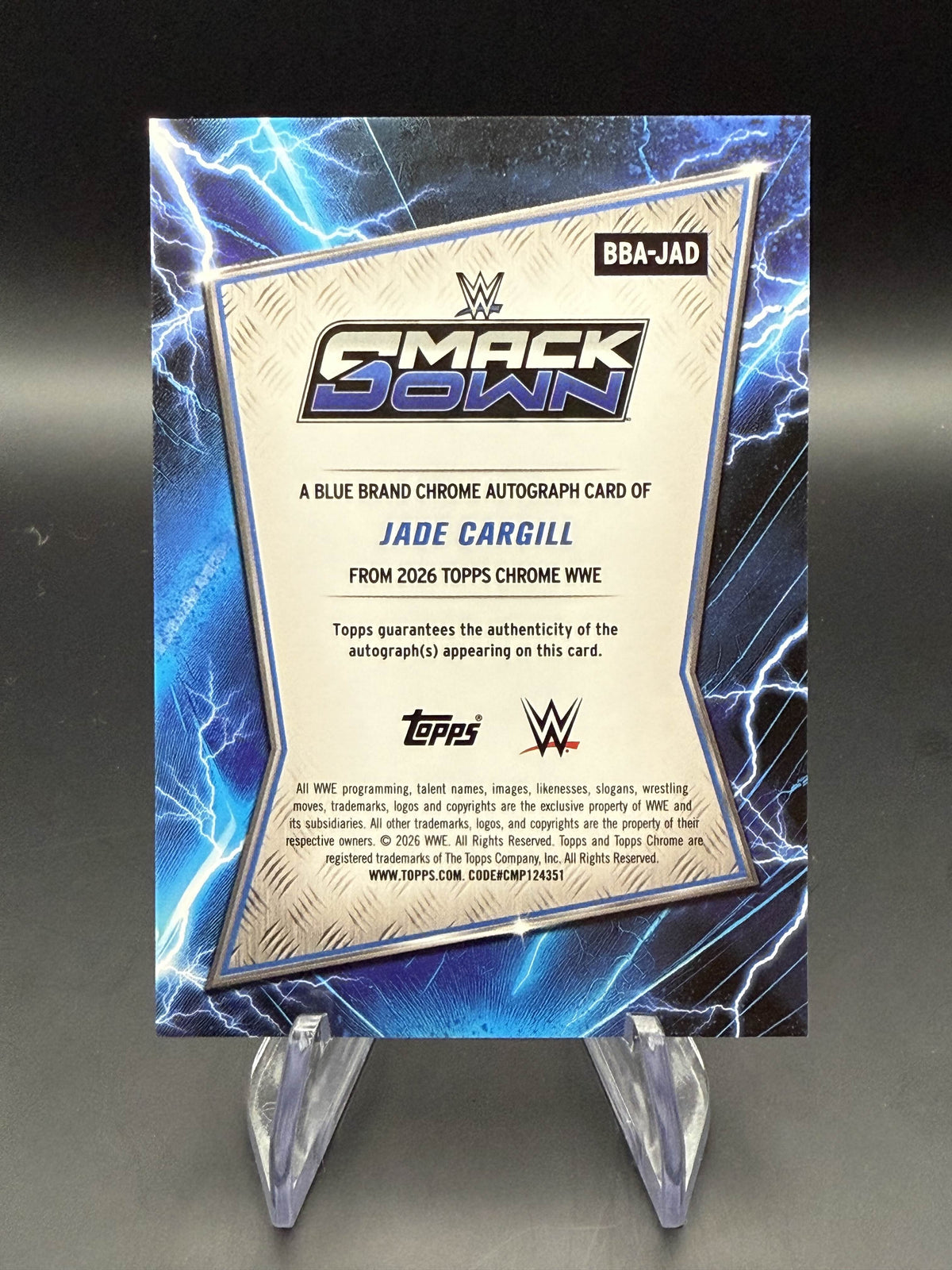 Jade Cargill 2026 WWE Topps Chrome Blue Brand Autograph