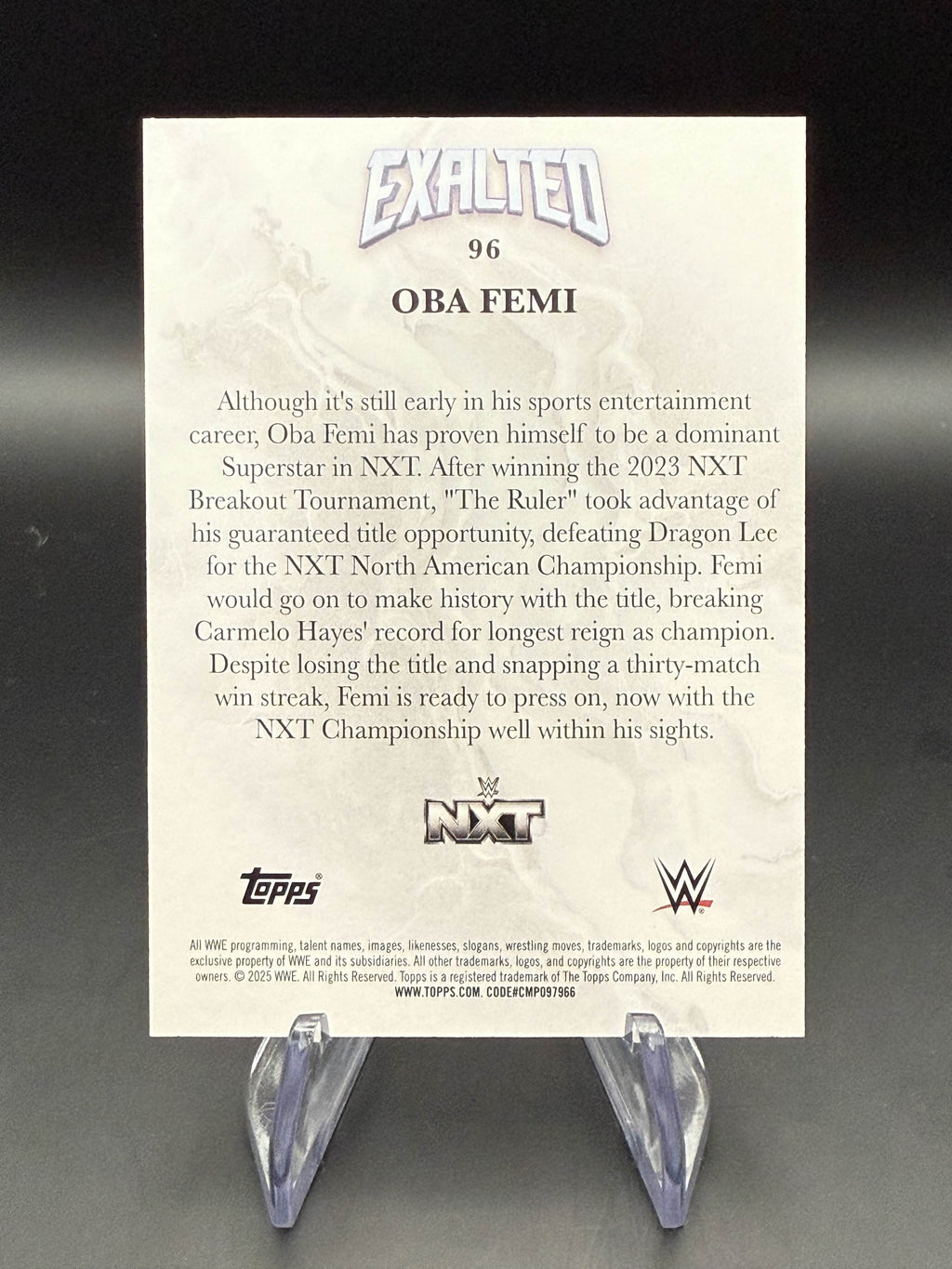Oba Femi 2025 WWE Topps Exalted Base Card