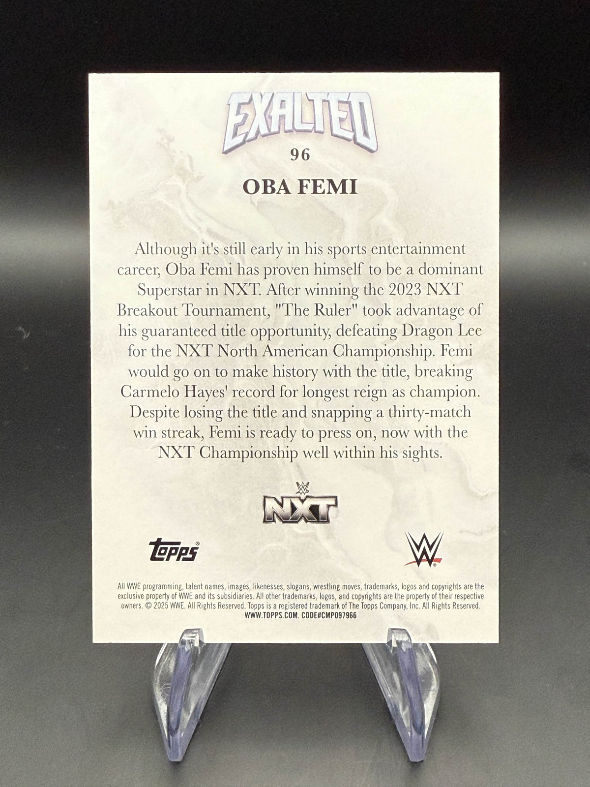 Oba Femi 2025 WWE Topps Exalted Base Card