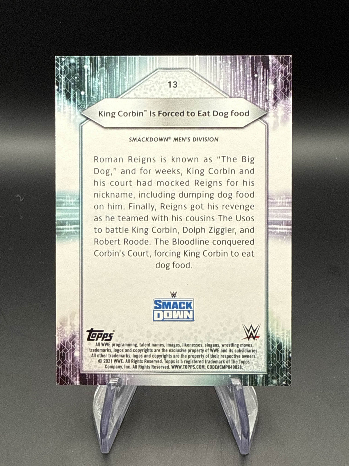 2021 WWE Topps King Corbin Is Forced To Eat Dog Food Black Parallel /5