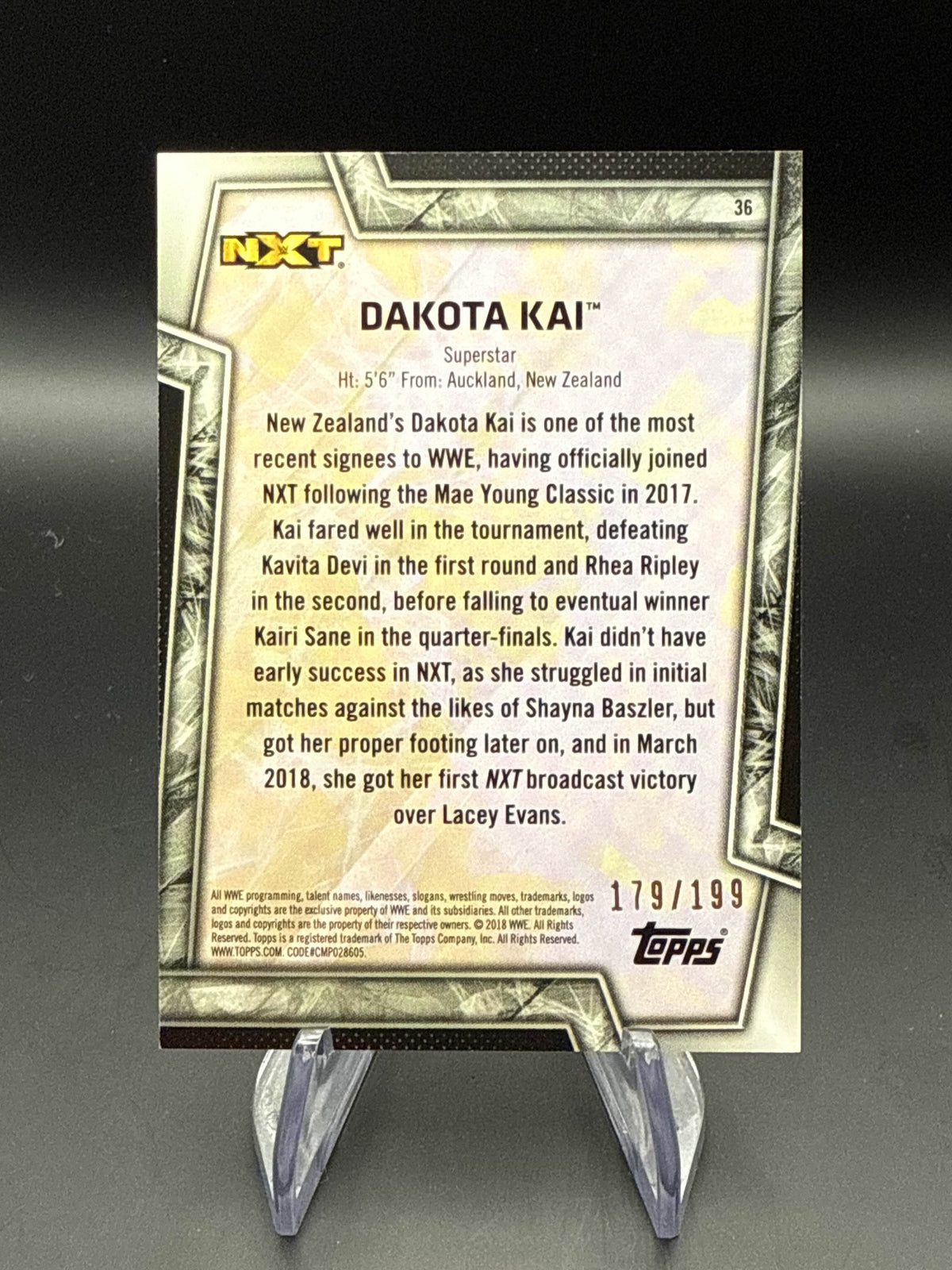 Dakota Kai 2018 WWE Topps Women's Division Rookie Card Autograph /199