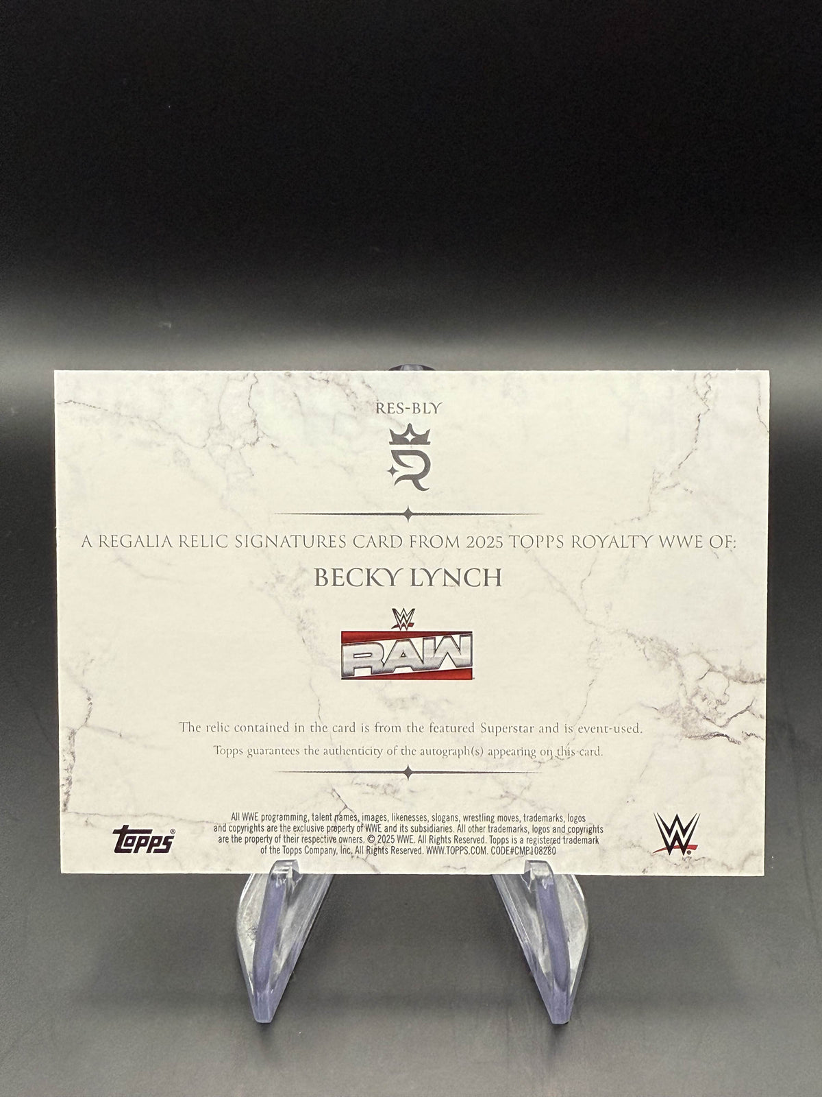 Becky Lynch 2025 WWE Topps Royalty Regalia Relic Signature Patch Autograph /99