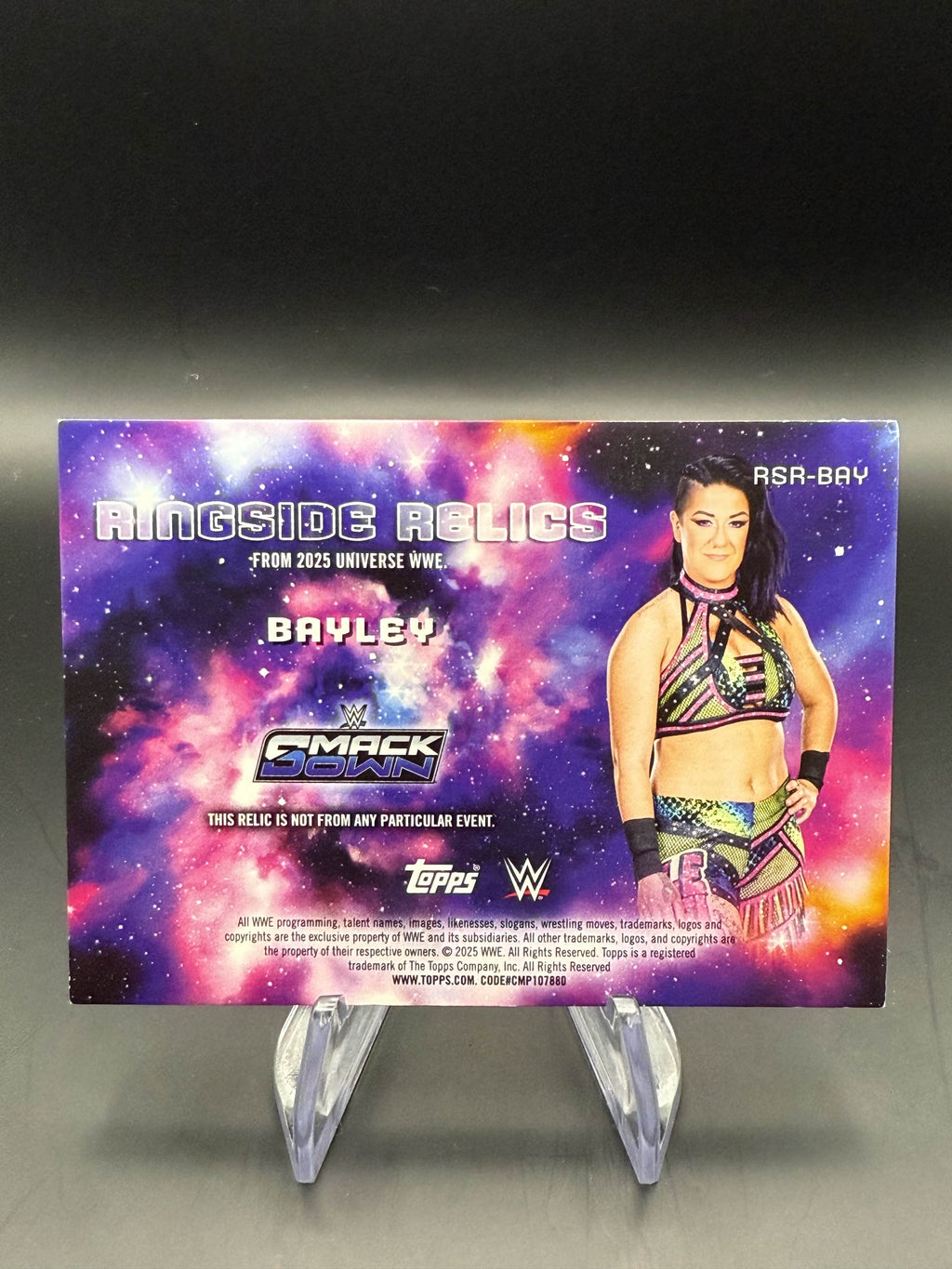 Bayley 2025 WWE Topps Universe Ringside Relics Orange Warp /25