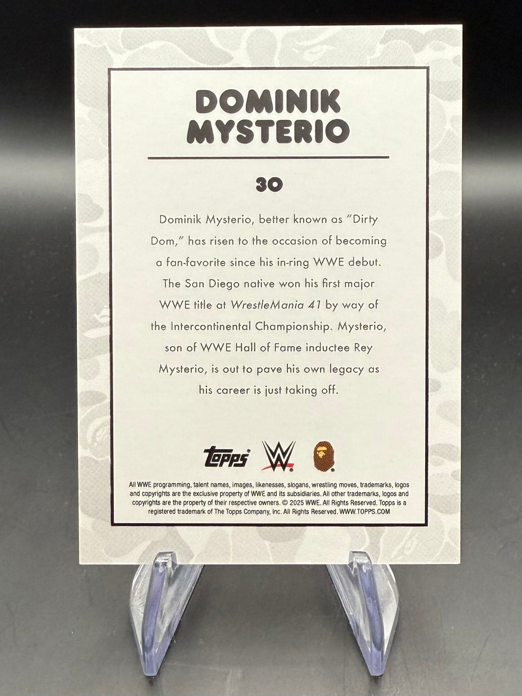 Dominik Mysterio 2025 Topps WWE x BAPE Blue Camo /150