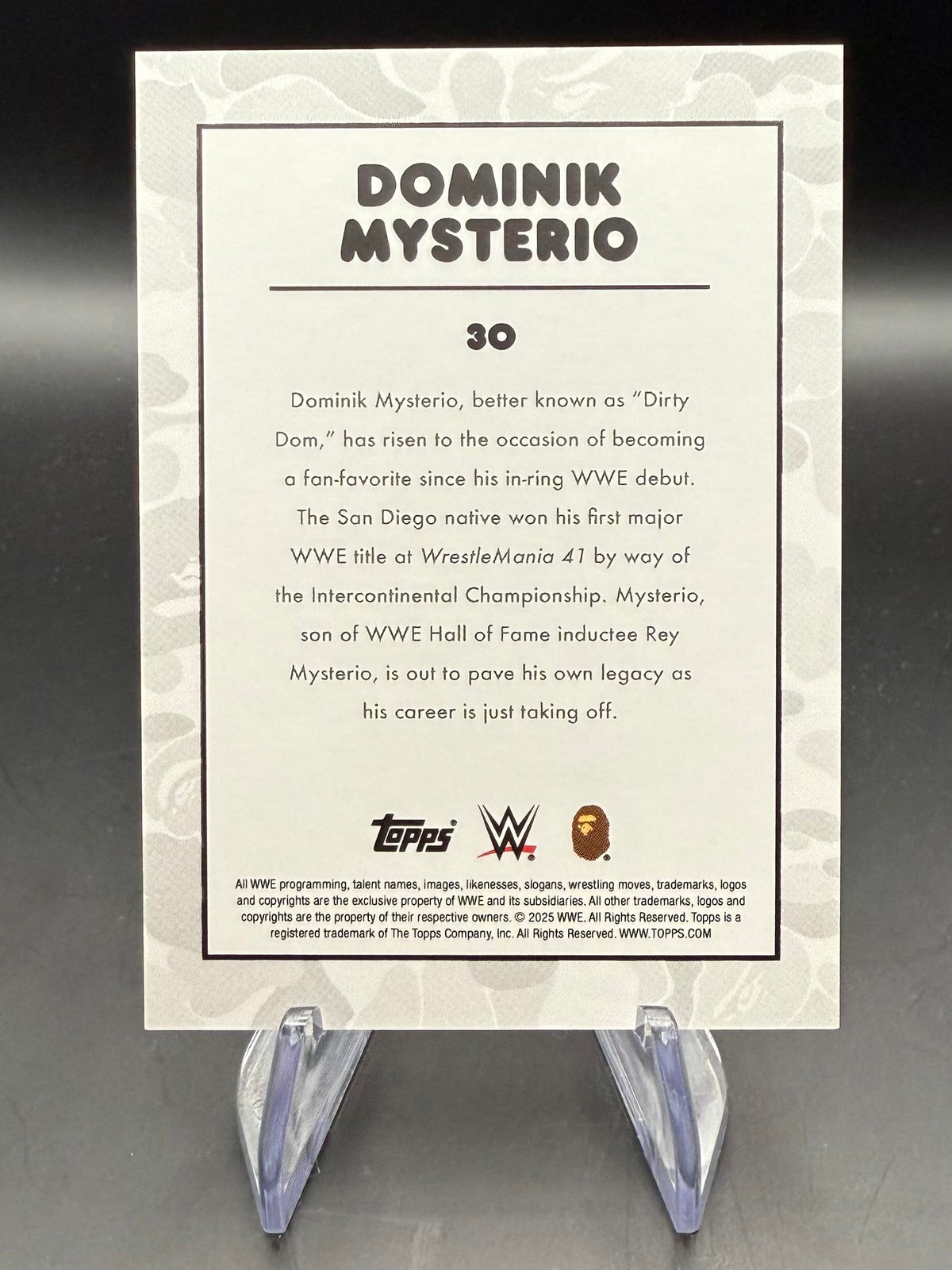 Dominik Mysterio 2025 Topps WWE x BAPE Blue Camo /150