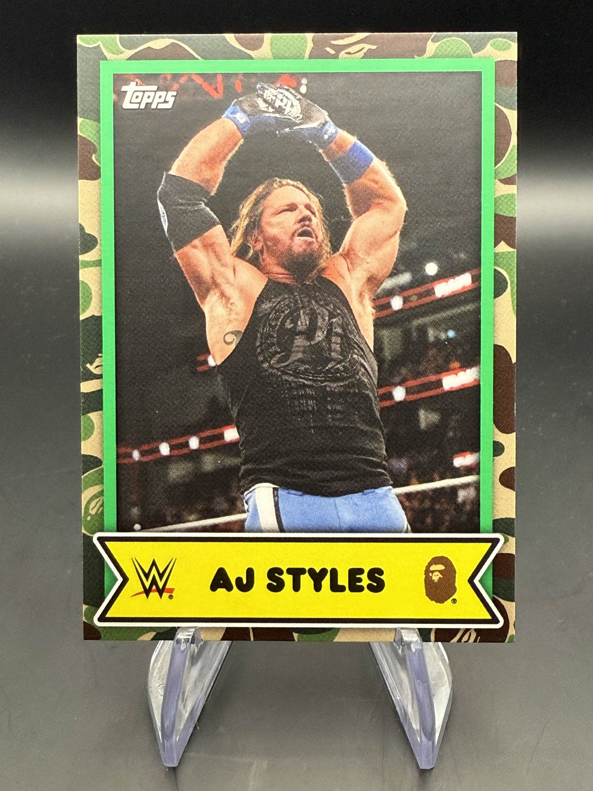 AJ Styles 2025 Topps WWE x BAPE Green Camo