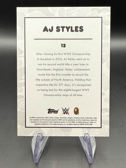 AJ Styles 2025 Topps WWE x BAPE Green Camo