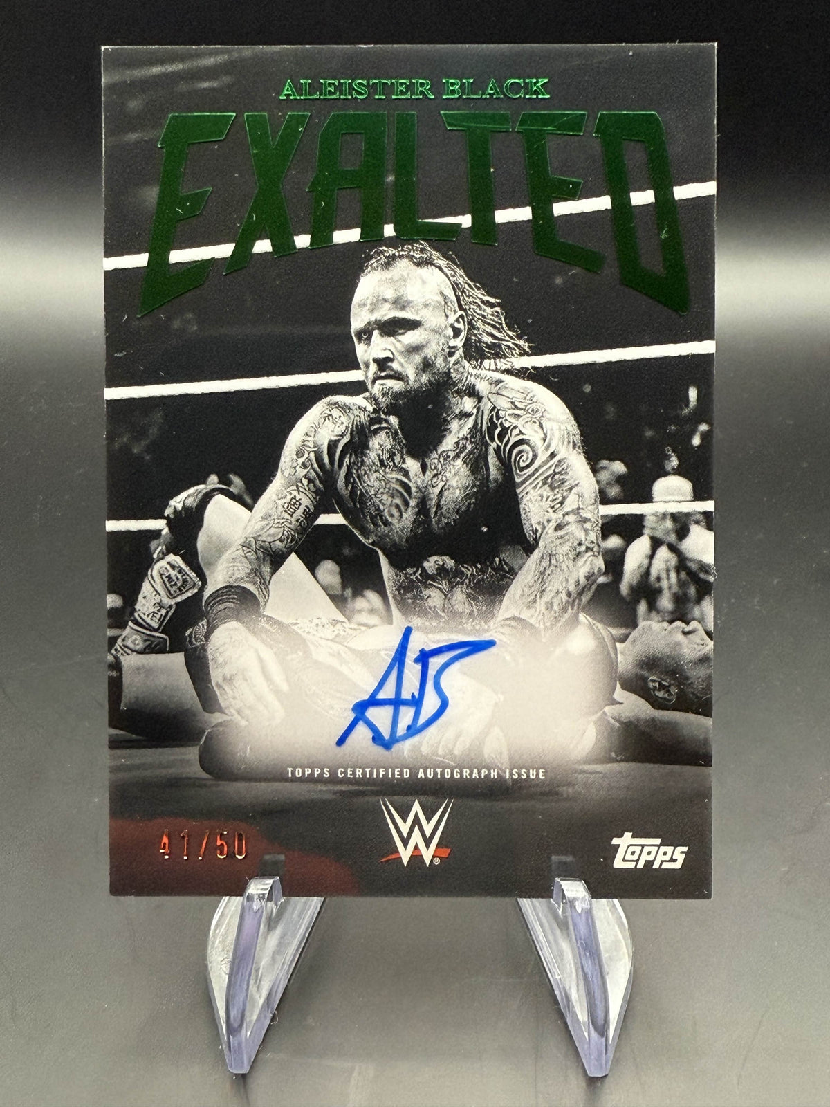 Aleister Black 2025 WWE Topps Exalted Black And White Signature Green Autograph /50