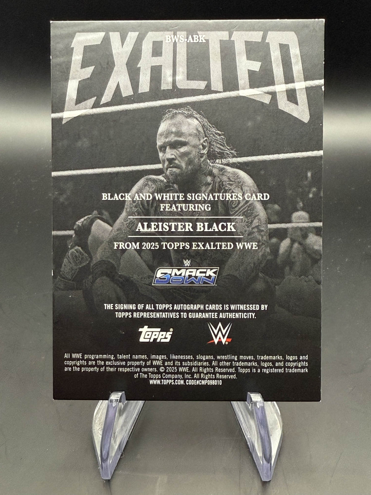 Aleister Black 2025 WWE Topps Exalted Black And White Signature Green Autograph /50