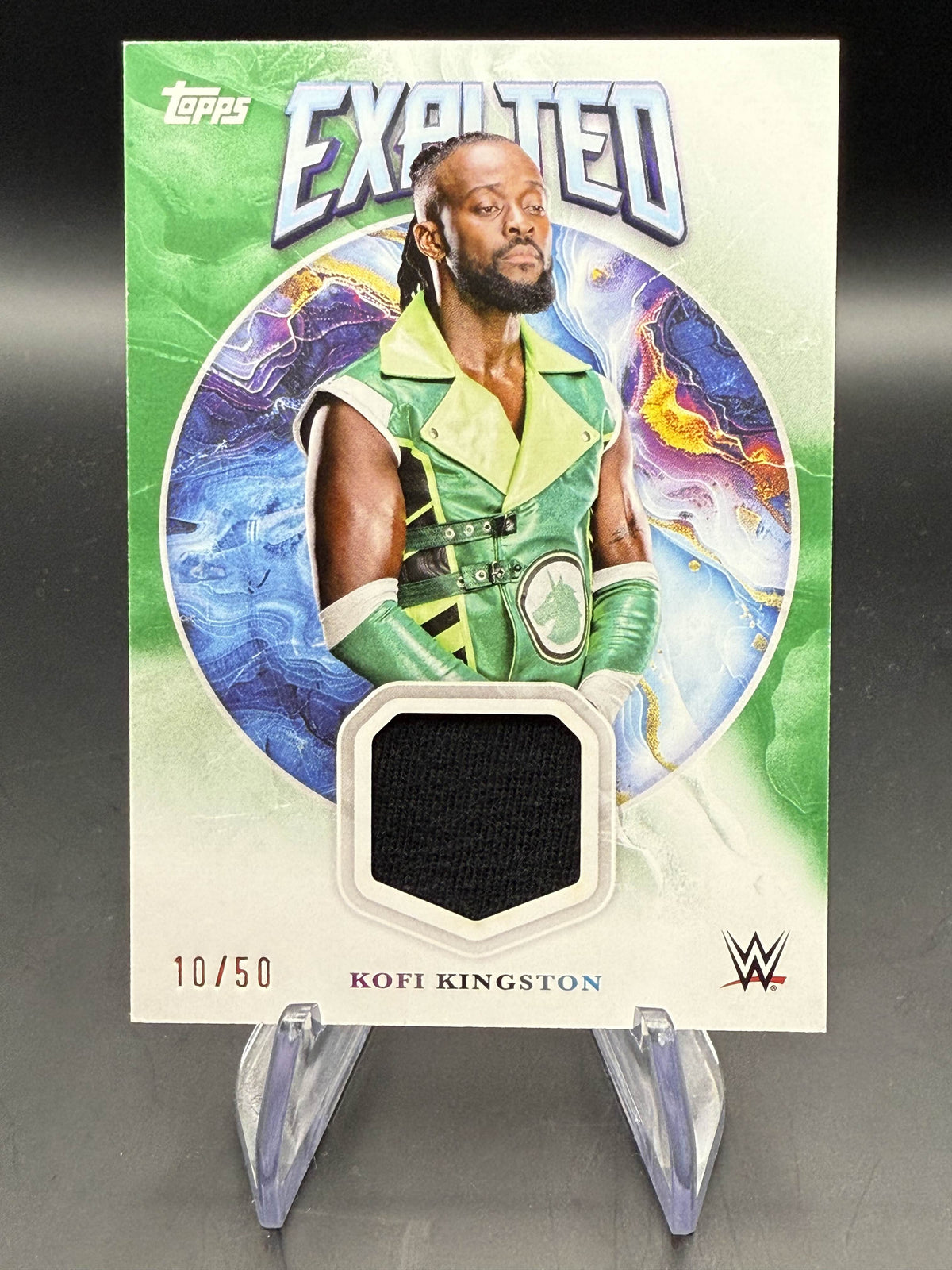 Kofi Kingston 2025 WWE Topps Exalted Green Relic /50