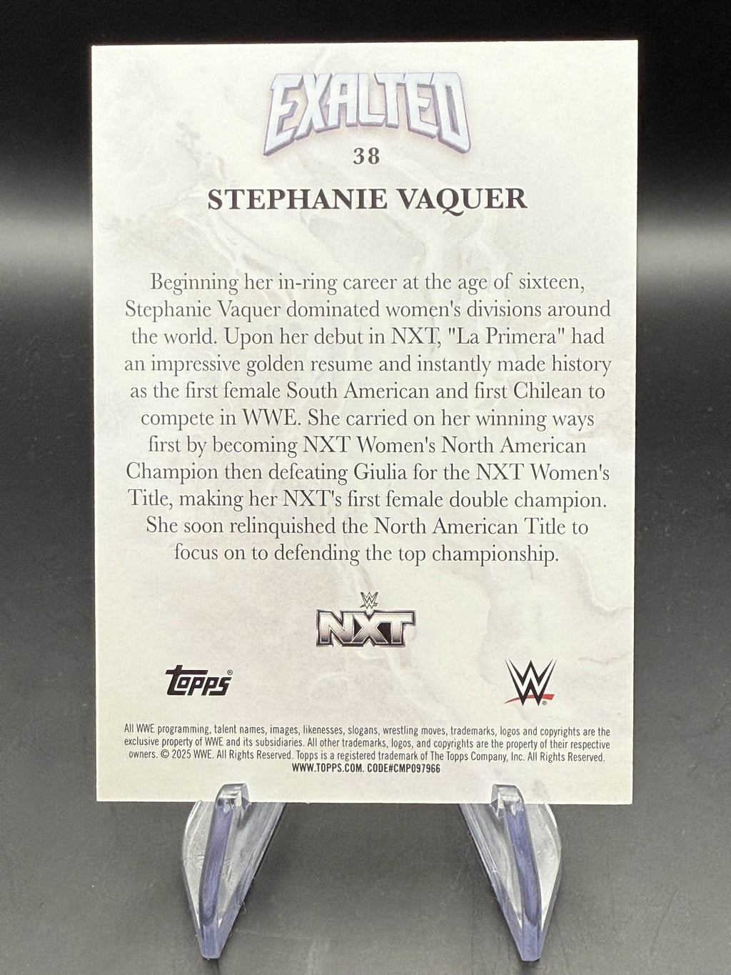 Stephanie Vaquer 2025 WWE Topps Exalted White Parallel /150