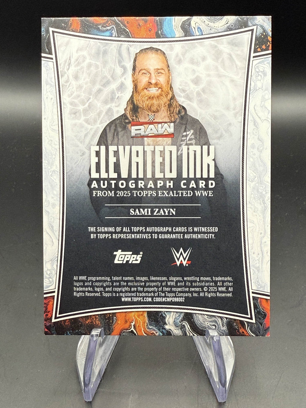 Sami Zayn 2025 WWE Topps Exalted Elevated Ink Aqua Autograph /99