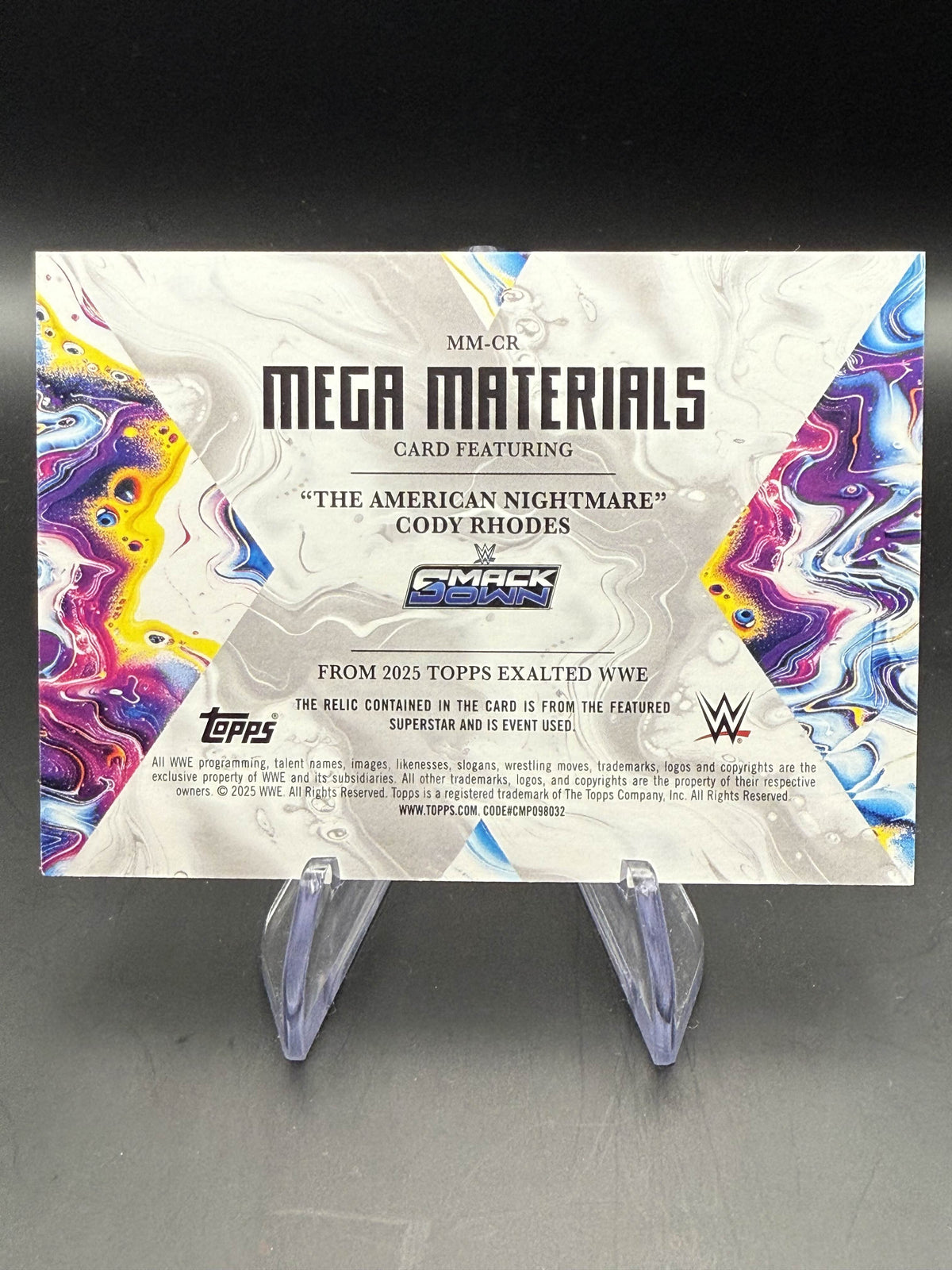 Cody Rhodes 2025 WWE Topps Exalted Mega Materials Blue Relic /25