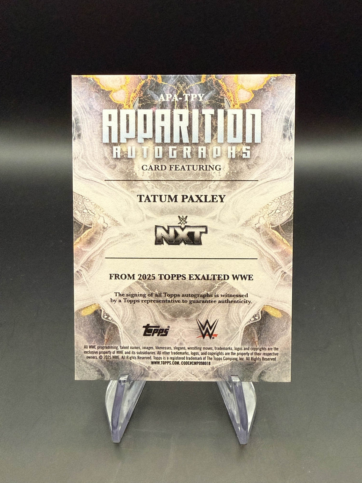 Tatum Paxley 2025 WWE Topps Exalted Apparition Autograph