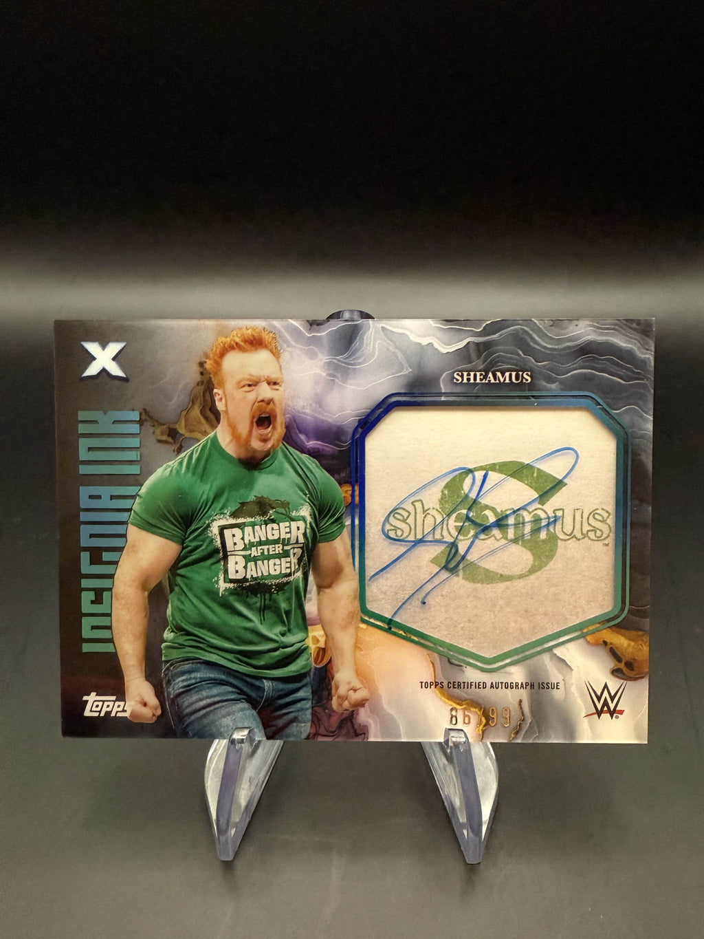 Sheamus 2025 WWE Topps Exalted Insignia Ink Aqua Autograph /99