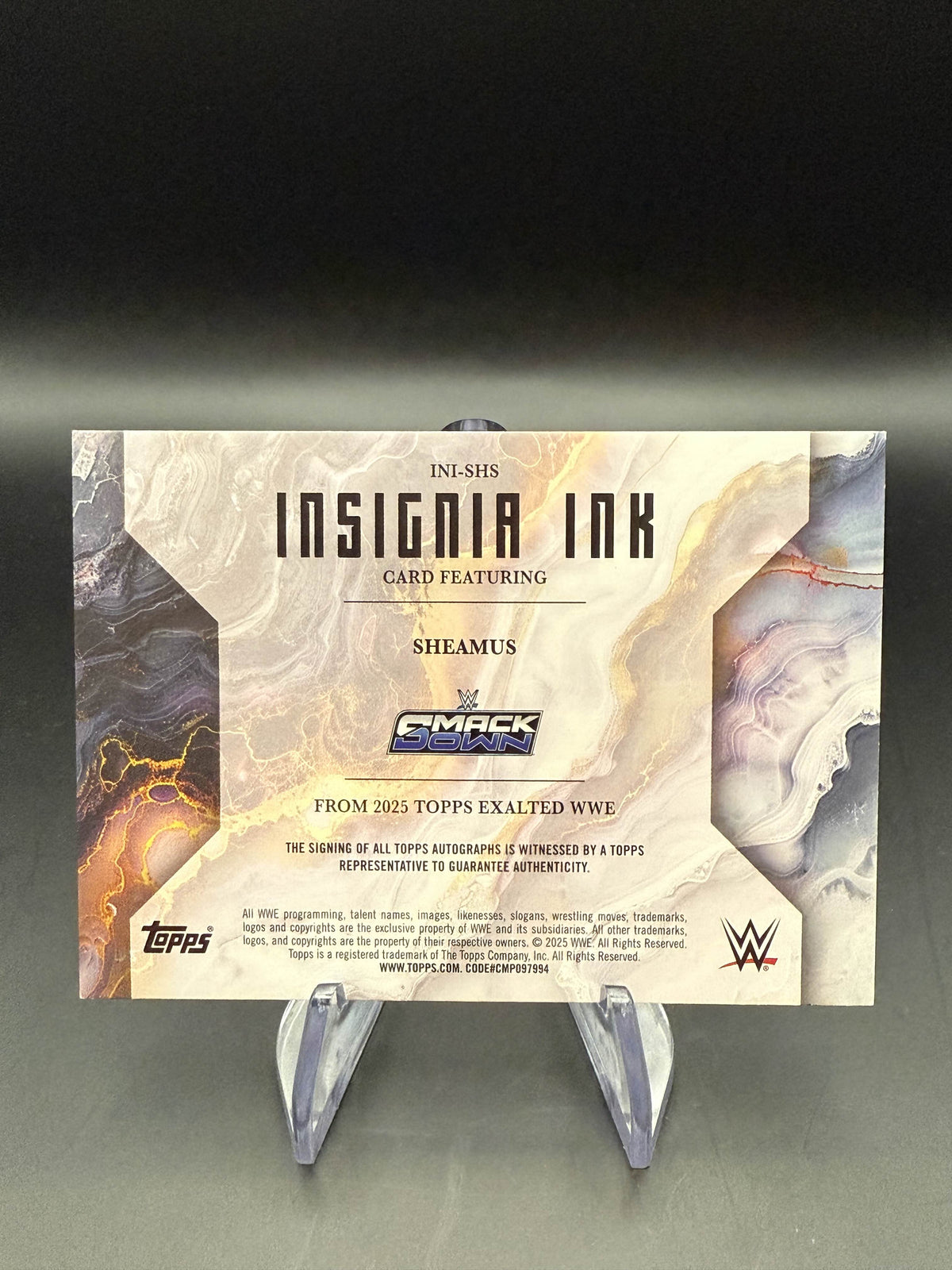 Sheamus 2025 WWE Topps Exalted Insignia Ink Aqua Autograph /99