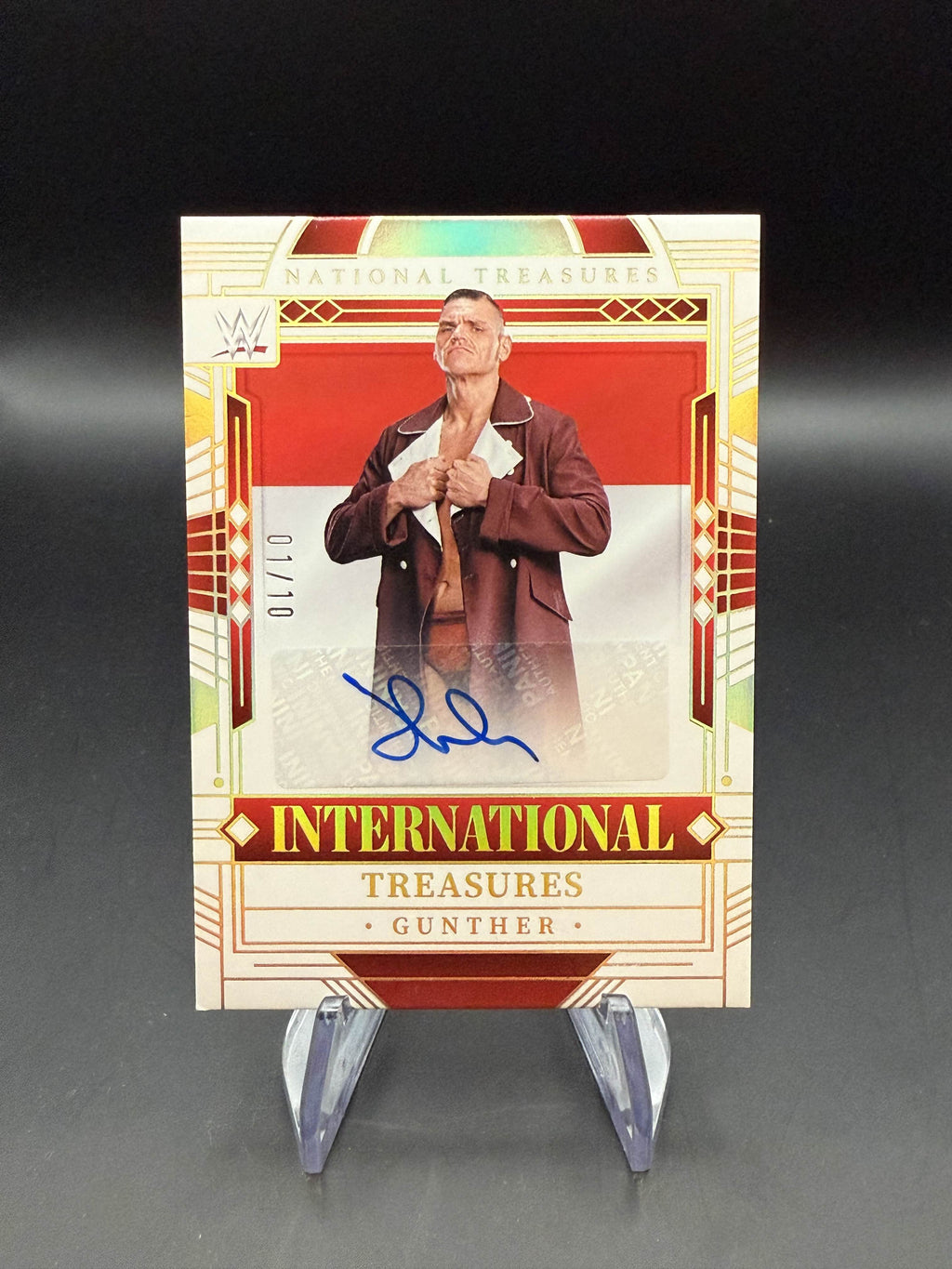 Gunther 2024 WWE Panini National Treasures International Treasures Signature Holo Gold Autograph 1/10