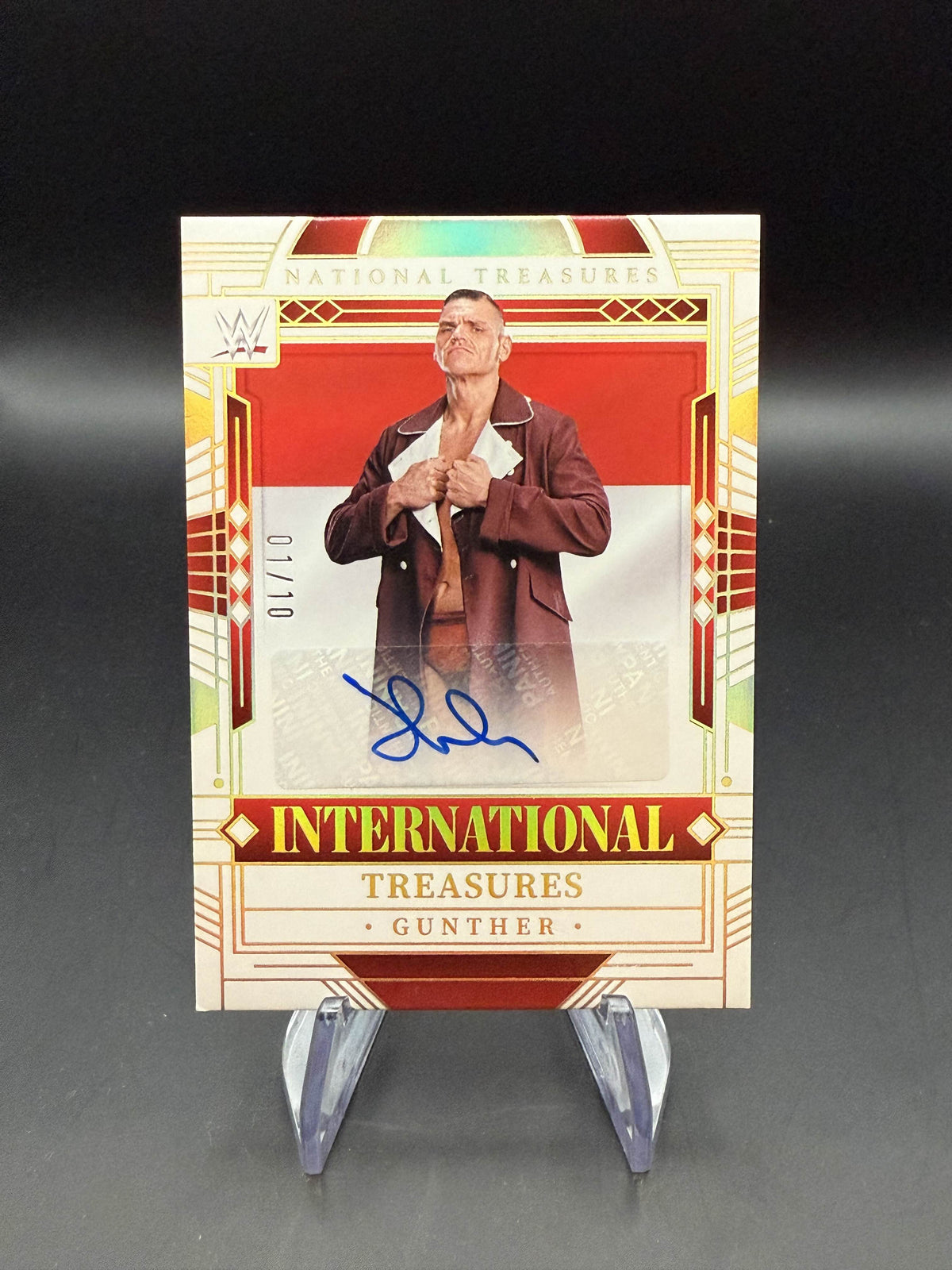 Gunther 2024 WWE Panini National Treasures International Treasures Signature Holo Gold Autograph 1/10