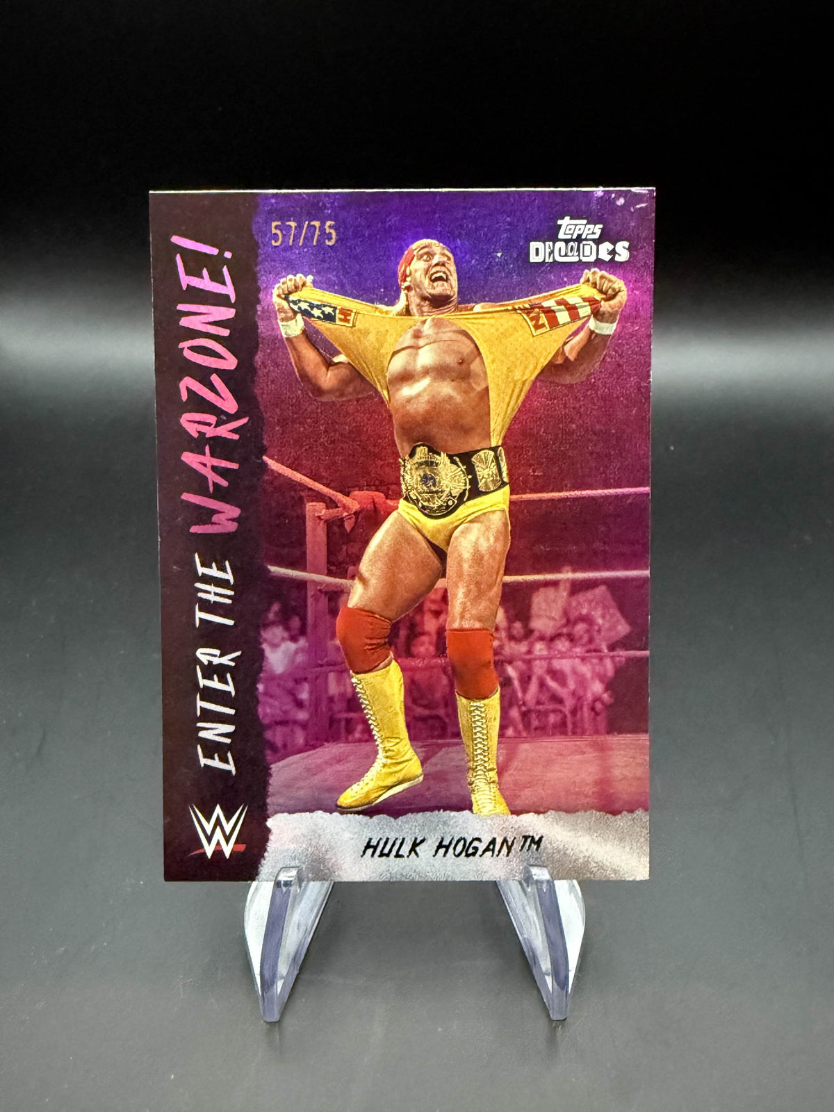 Hulk Hogan 2026 WWE Topps Decades Enter The Warzone Purple /75