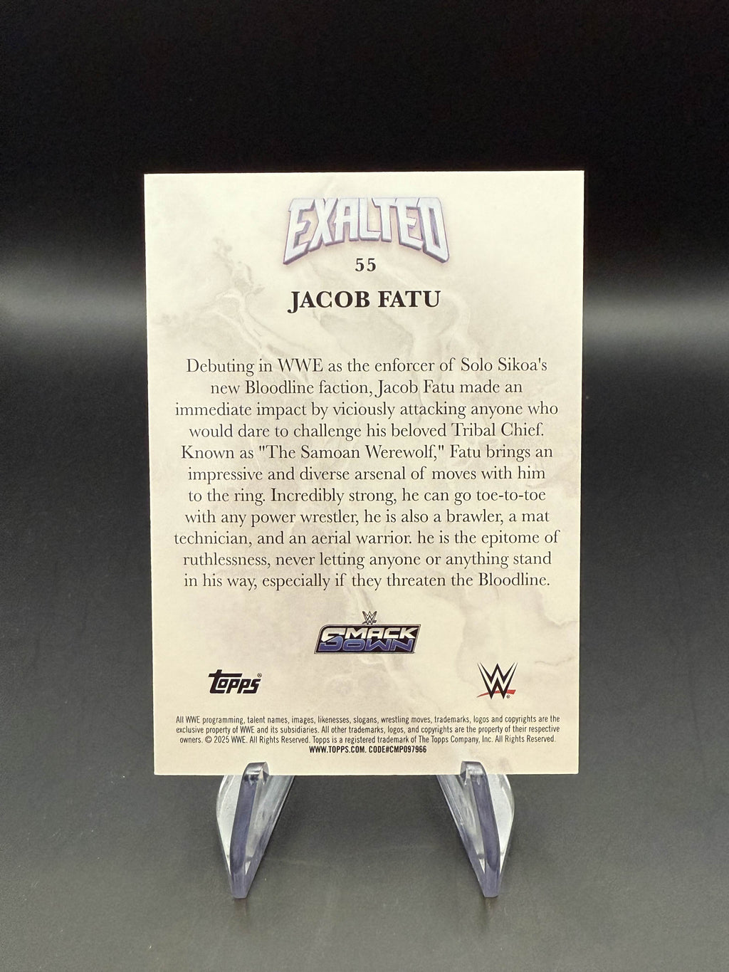 Jacob Fatu 2025 WWE Topps Exalted White /150