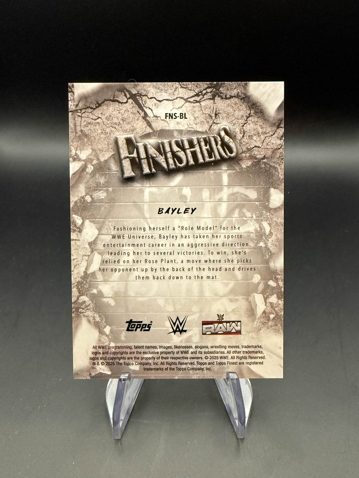 Bayley 2025 WWE Topps Finest Finishers Gold Refractor /50