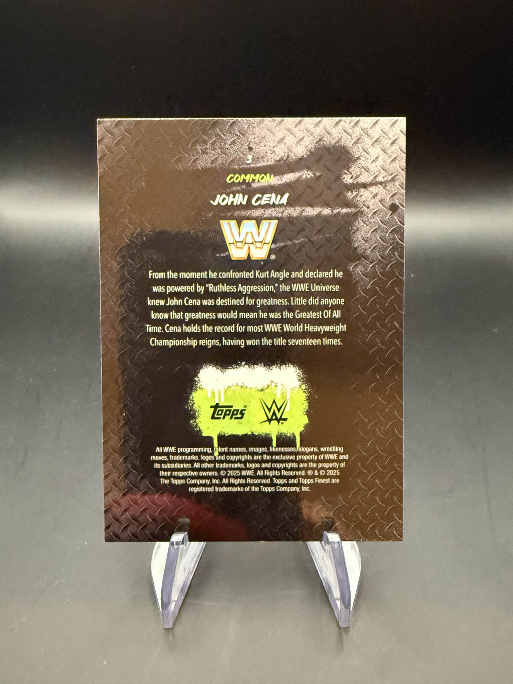 John Cena 2025 WWE Topps Finest Purple Checkerboard Refractor /199