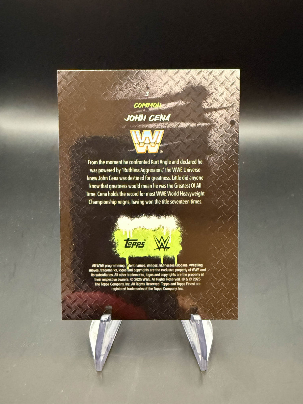 John Cena 2025 WWE Topps Finest Purple Checkerboard Refractor /199