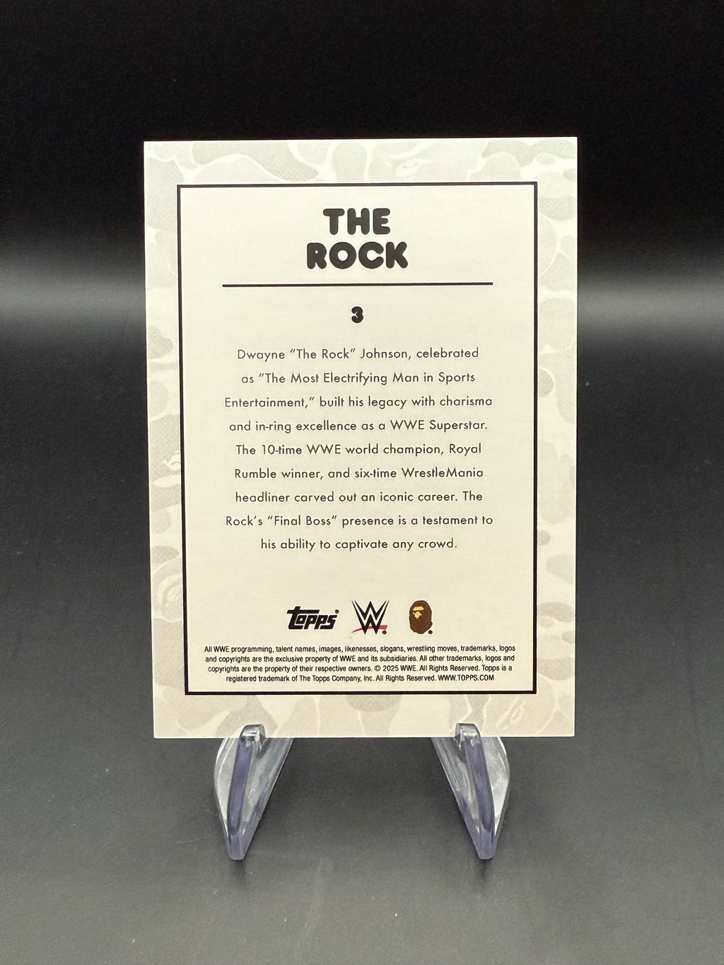 The Rock 2025 Topps WWE x BAPE Purple /75