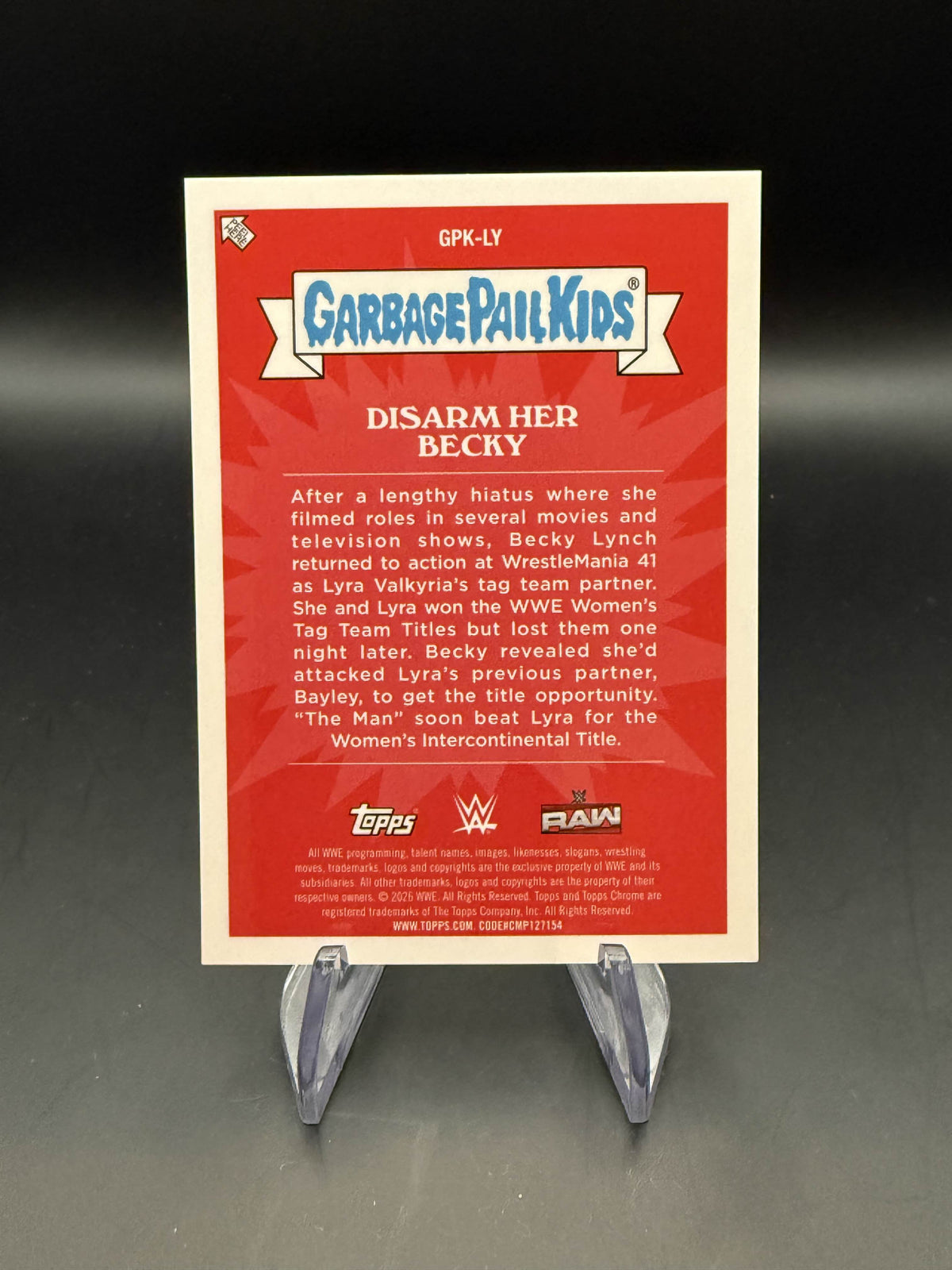 Becky Lynch 2026 WWE Topps Chrome Garbage Pail Kids Disarm Her Becky Case Hit
