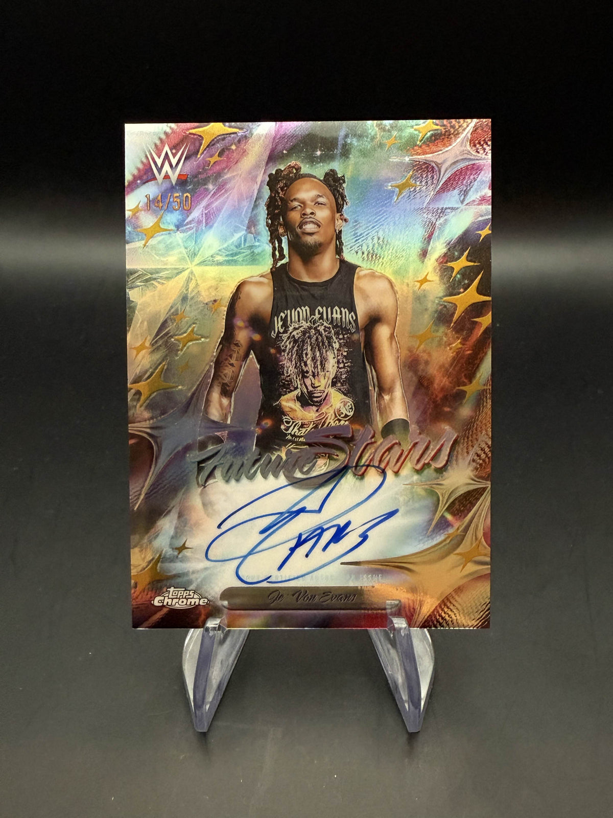 Je'Von Evans 2026 WWE Topps Chrome Future Stars Gold Autograph /50