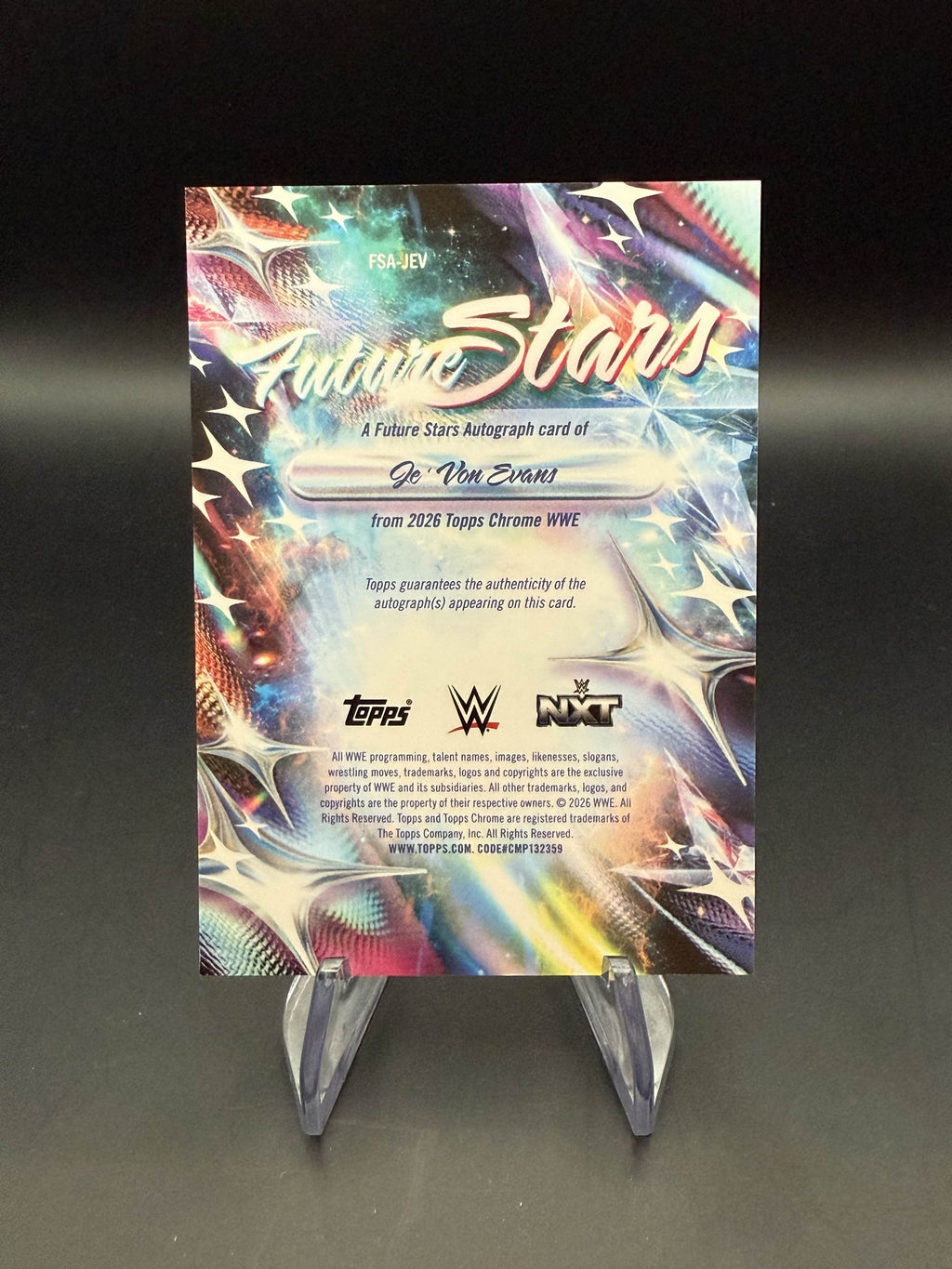 Je'Von Evans 2026 WWE Topps Chrome Future Stars Gold Autograph /50