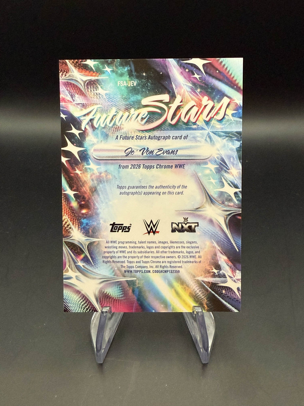 Je'Von Evans 2026 WWE Topps Chrome Future Stars Gold Autograph /50