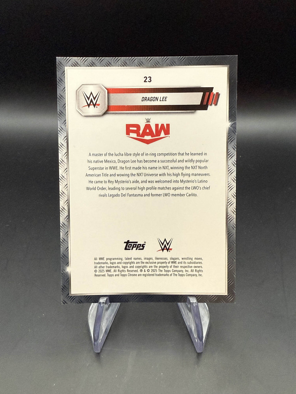 Dragon Lee 2025 WWE Topps Chrome Red Geometric Refractor 1/5