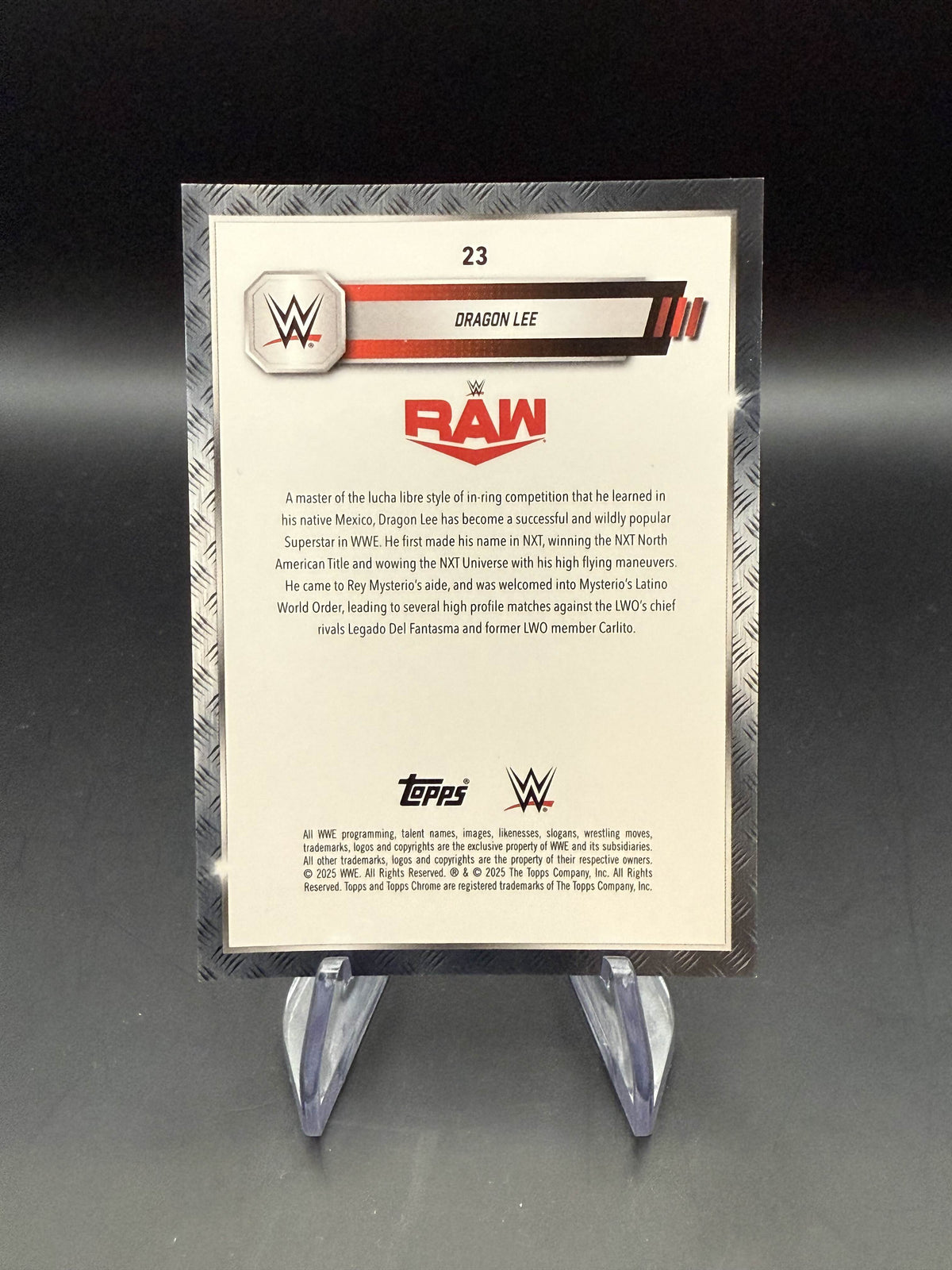 Dragon Lee 2025 WWE Topps Chrome Red Geometric Refractor 1/5