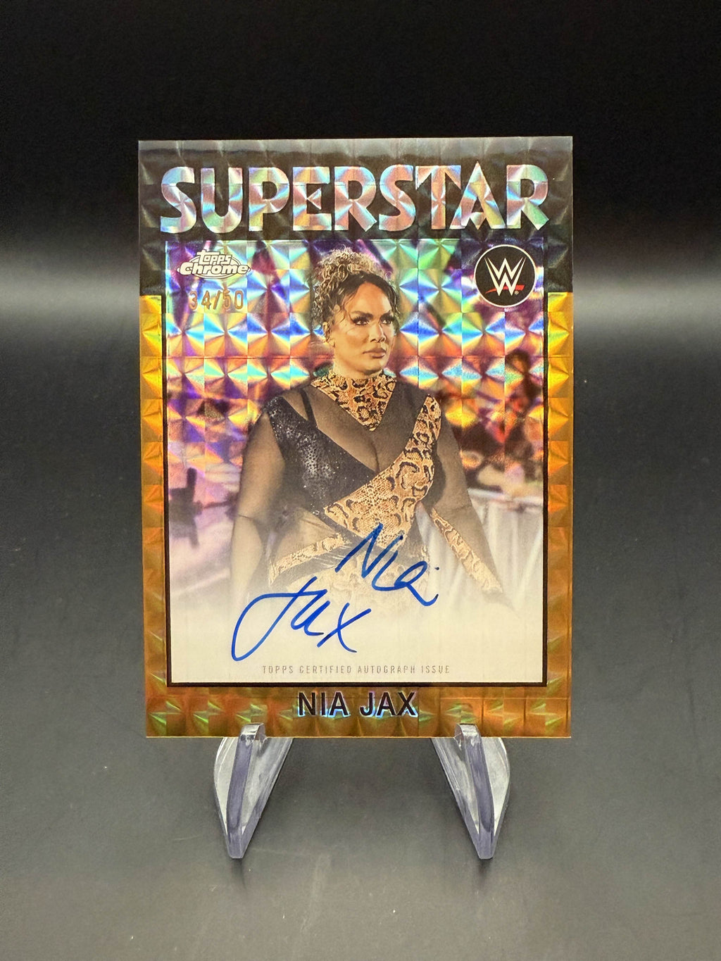 Nia Jax 2026 WWE Topps Chrome Gold Geometric 1986 Superstar Autograph /50