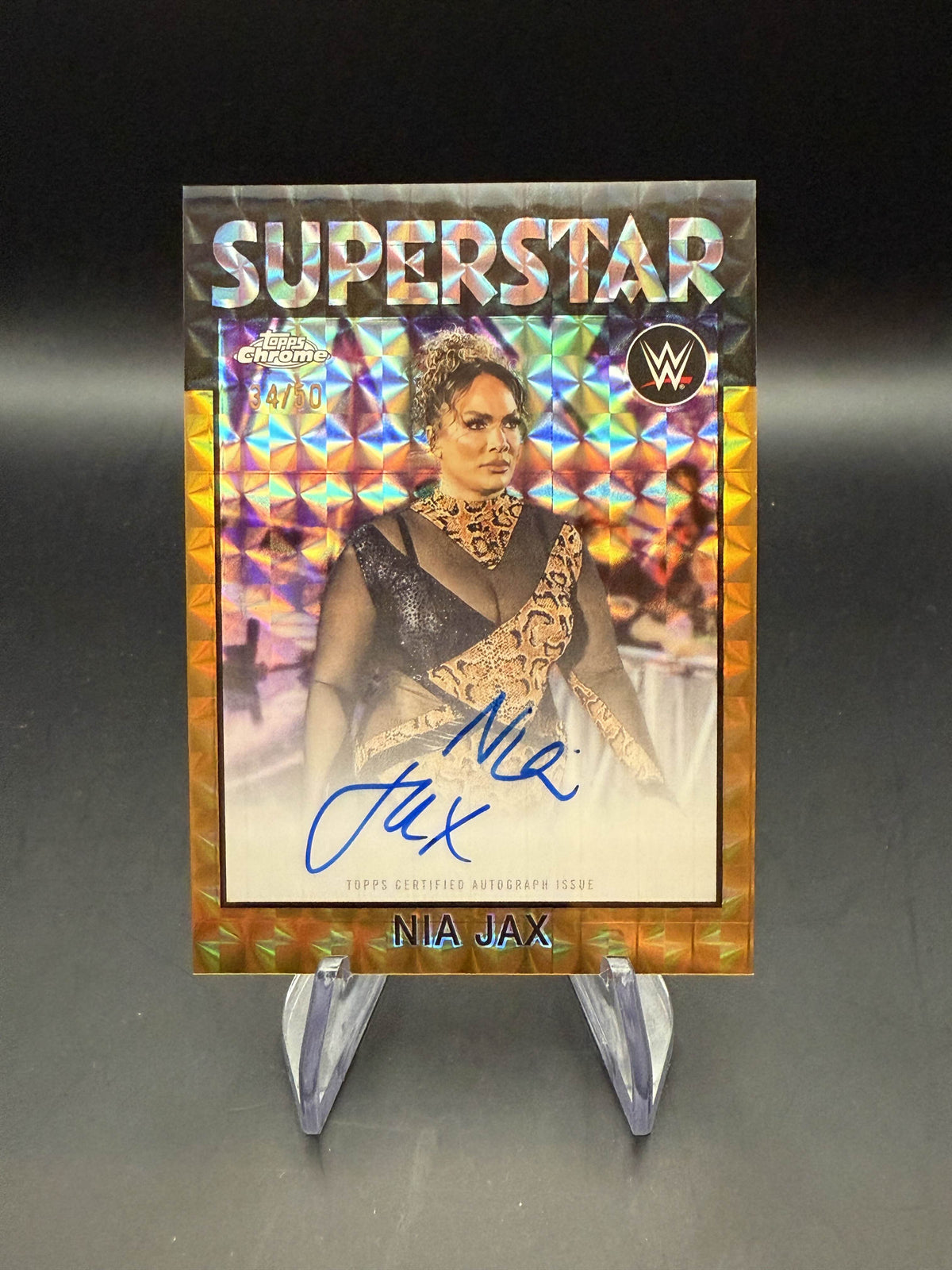 Nia Jax 2026 WWE Topps Chrome Gold Geometric 1986 Superstar Autograph /50