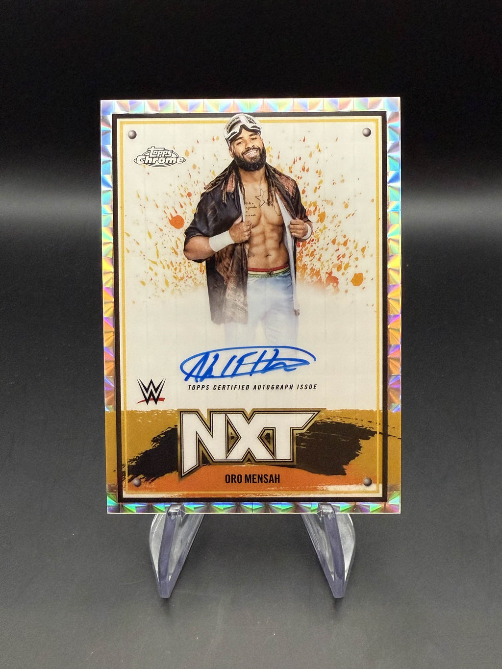 Oro Mensah 2025 WWE Topps Chrome Geometric Refractor NXT Autograph