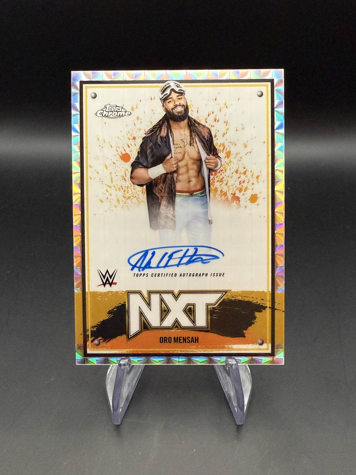 Oro Mensah 2025 WWE Topps Chrome Geometric Refractor NXT Autograph